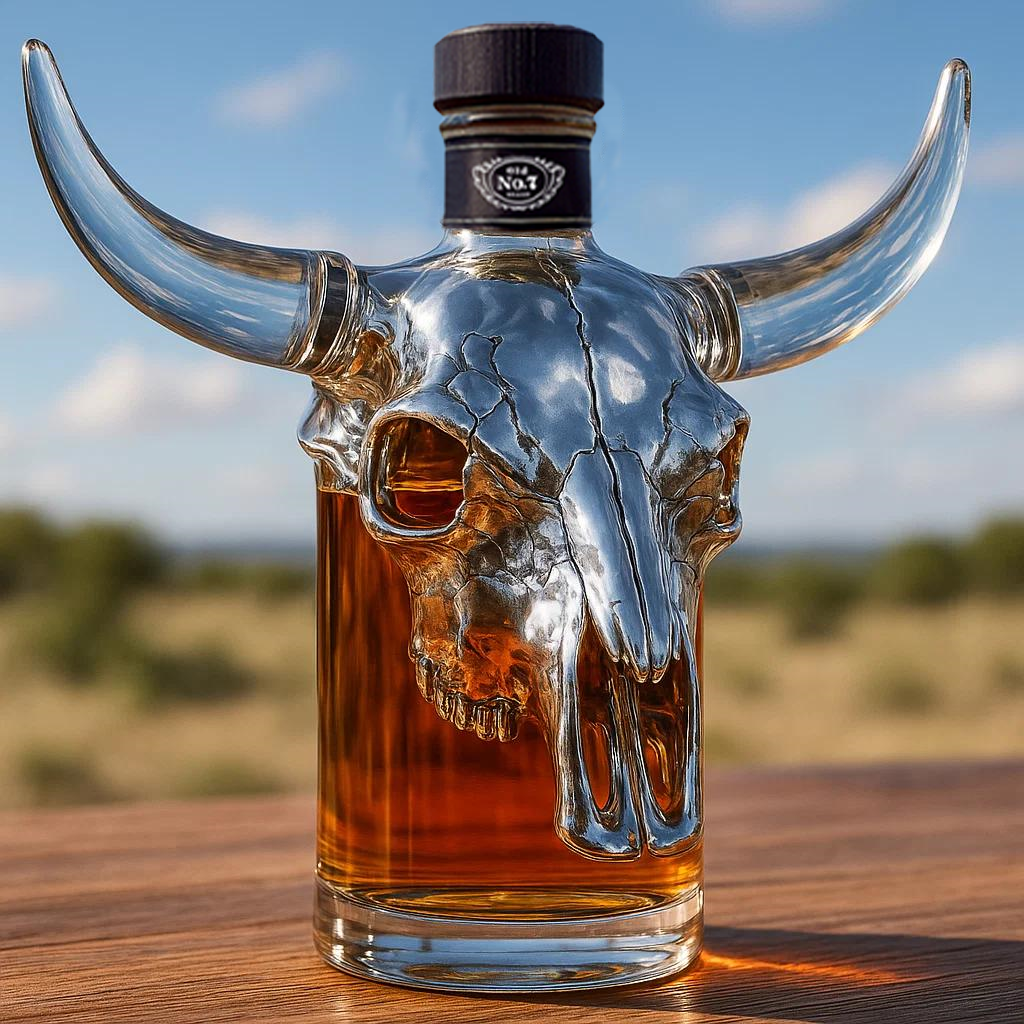 Bull skull whiskey bottle