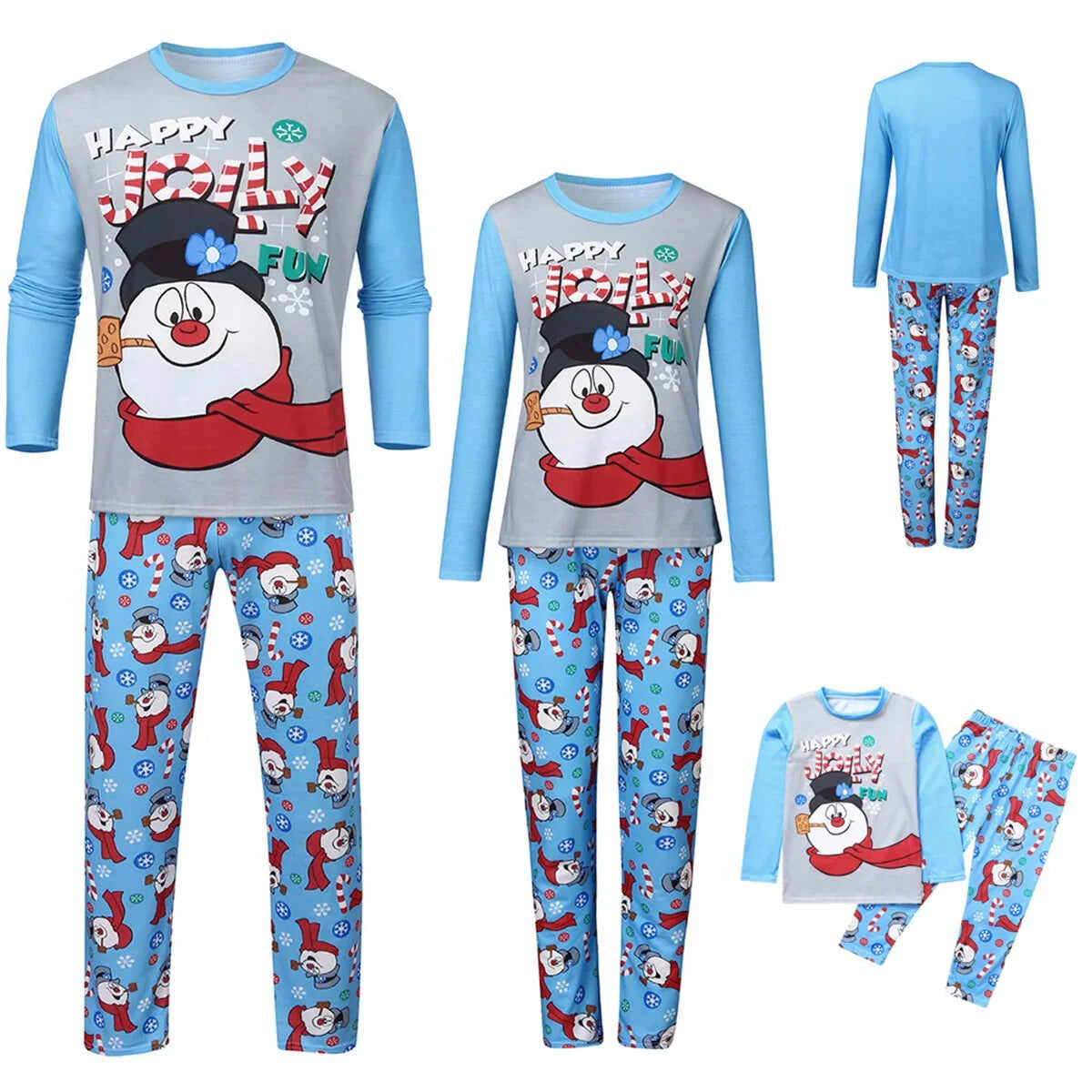 Family Matching Christmas Snowman Pajama Set Cute Cartoon Prints
