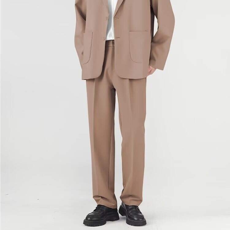 Spring Autumn Men's Straight Fit Short Pants - Stylish, Trendy, Chic Casual Pants for Men - In Style with a Loose Fit and Good Drape - Perfect for Wearing as a Suit Pants