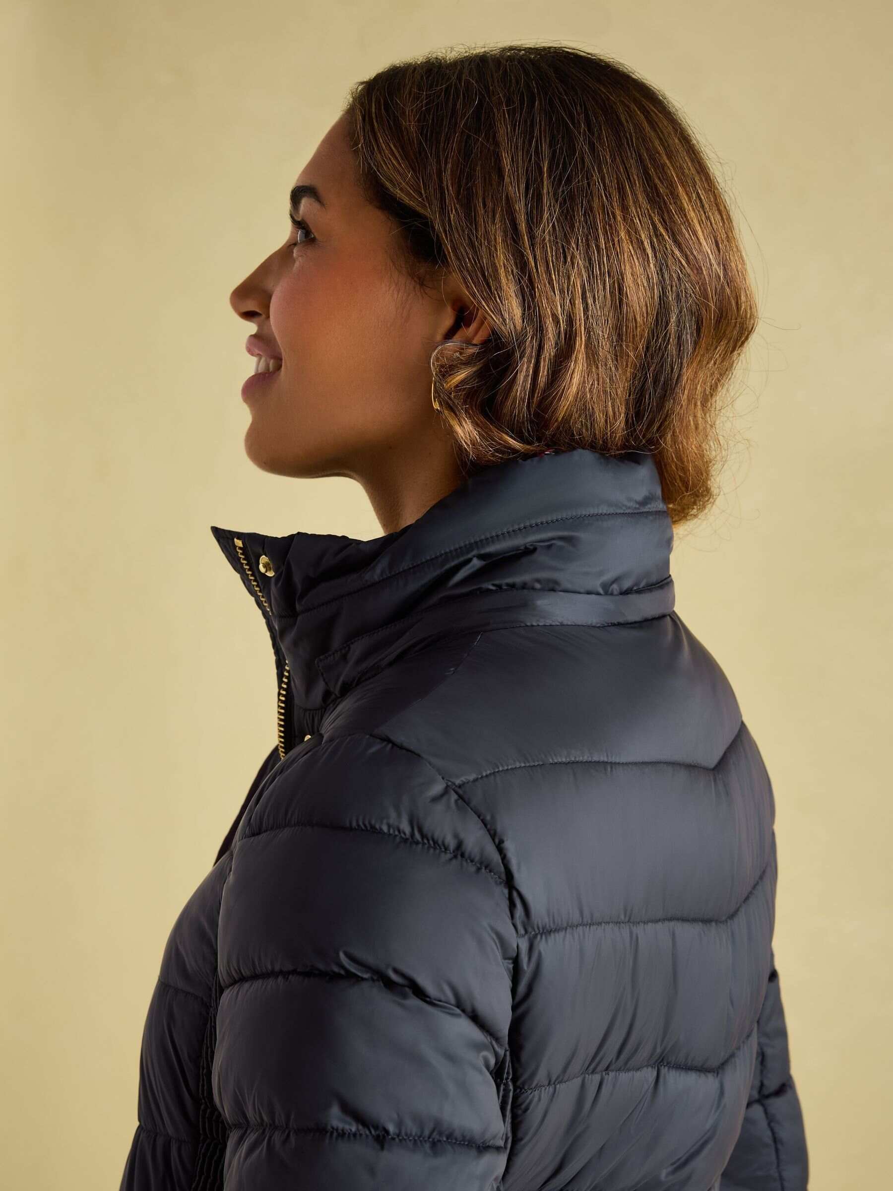 Pembury Navy Blue Showerproof Longline Padded Coat With Hood