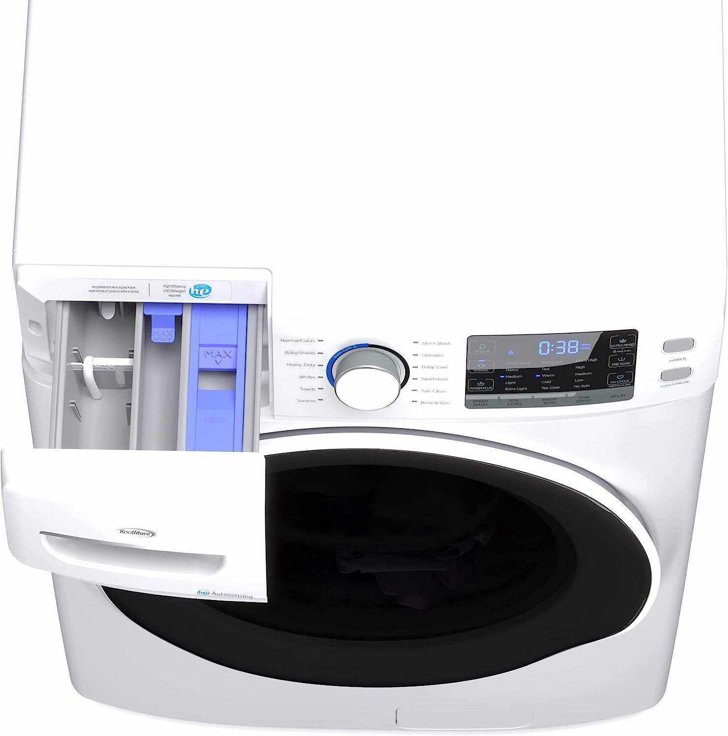 Front Load Machine, 2.7 Cu. Ft, Space Saving Unit with 20-Minute Quick, 12 Washing Cycles, Quiet Inverter Motor [120V], Medium (24