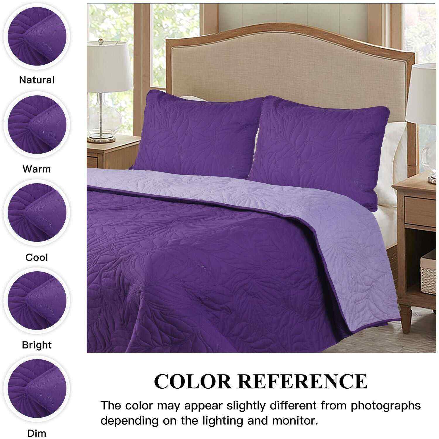 3 Piece Oversized Ultrasonic Embossed Bedspread Set with Botanical Pattern-Sophia