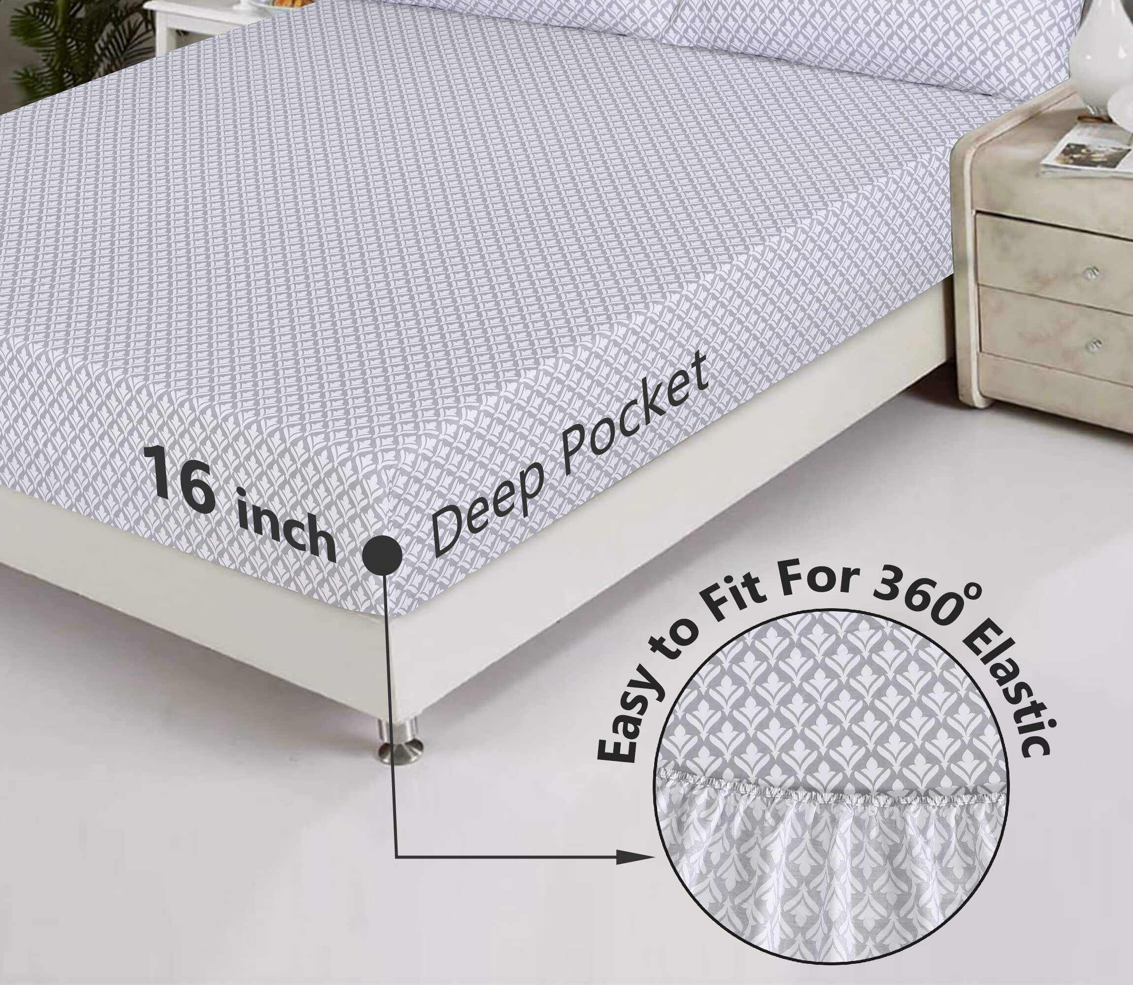 [Gray]100% Cotton Sheets - Soft & Breathable Sheet Set - 4 Pieces