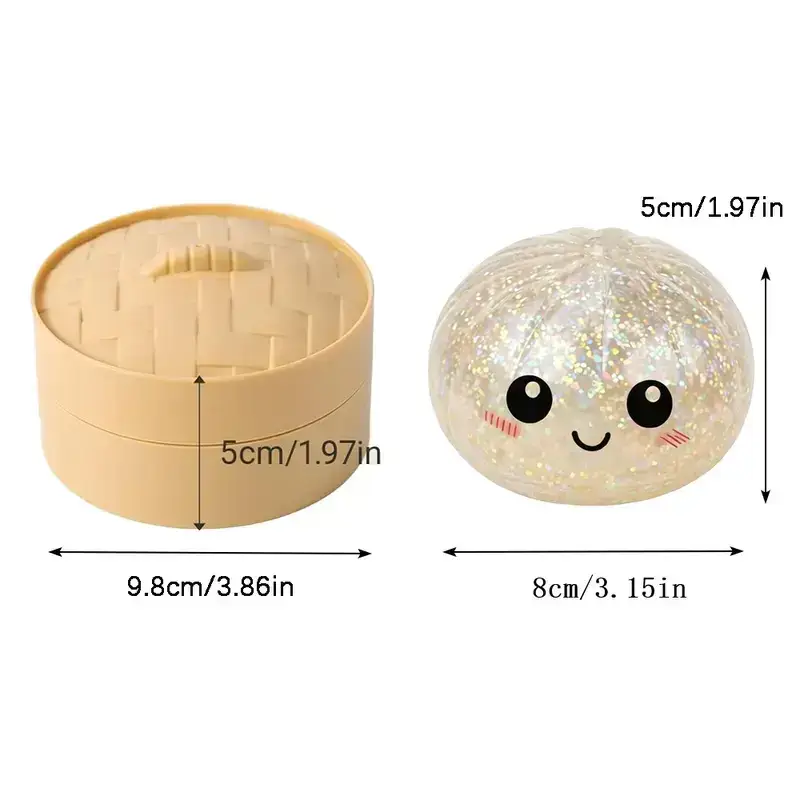 Super Soft Rainbow Dumpling Fidget  Giant Glitter Stress Ball for Anxiety Relief & Decompression | Cute Office Desk Toy & Coworker Gift (1PCS Clear White)