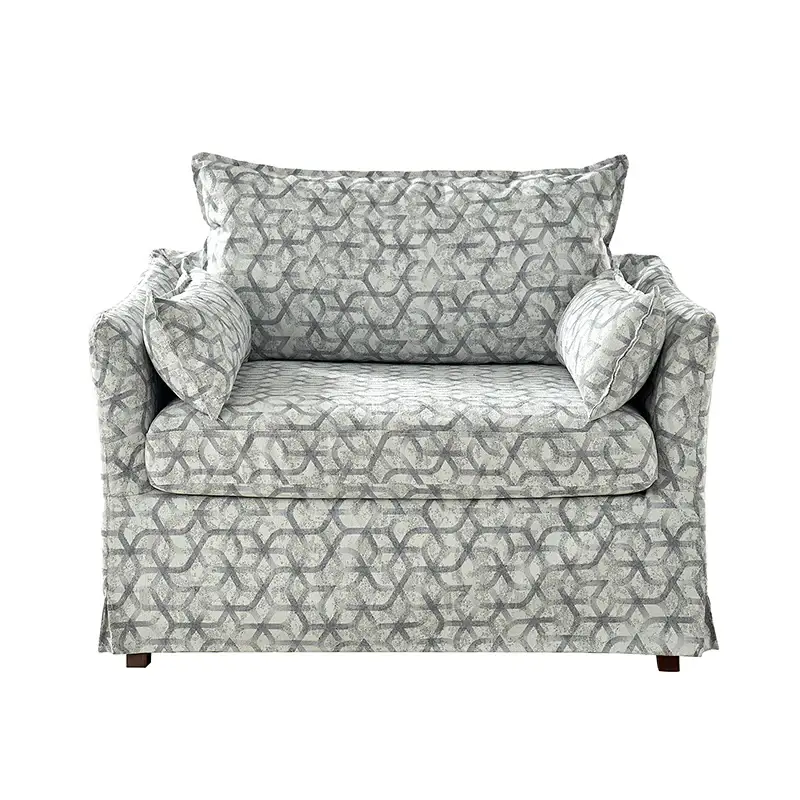 Miles Slipcovered Armchair with Large Ottoman