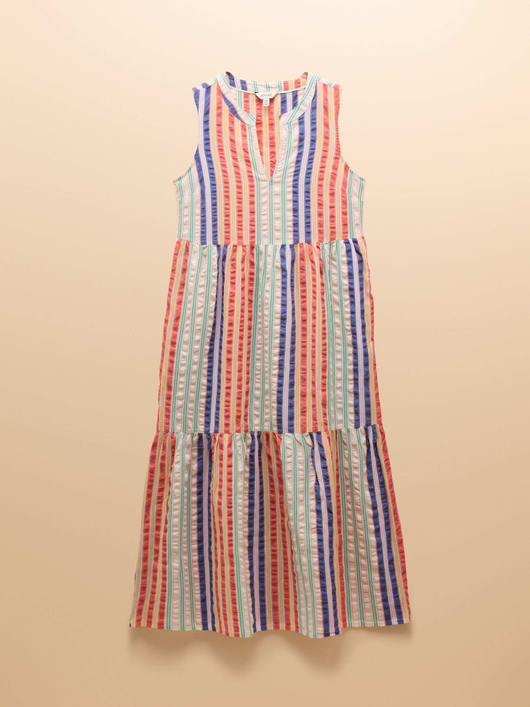 Kiera Red Striped Tiered Summer Dress