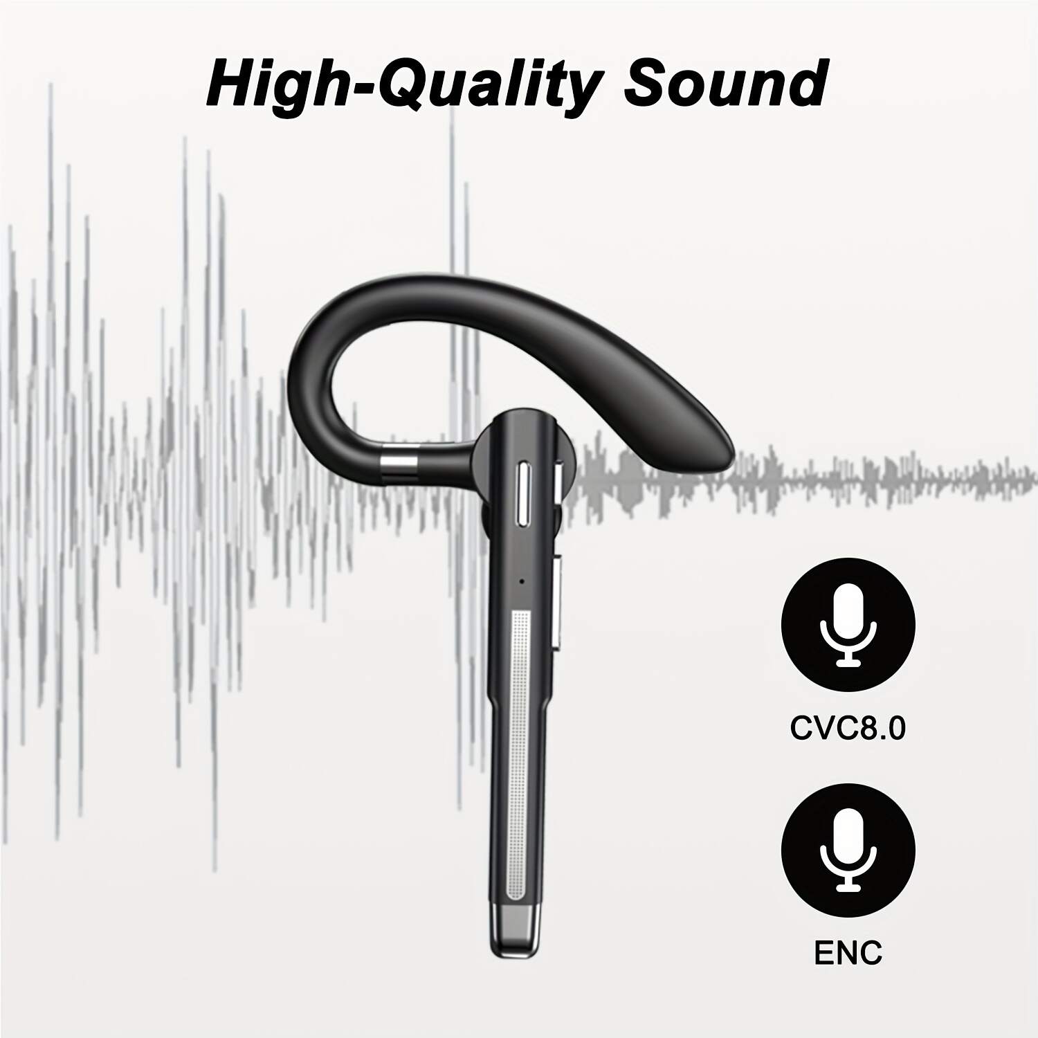 120-Hour Wireless Single-Ear Business Earbud | HD Noise-Cancelling Microphone, 500mAh Battery, Comfortable Fit, Compatible With All Smartphones