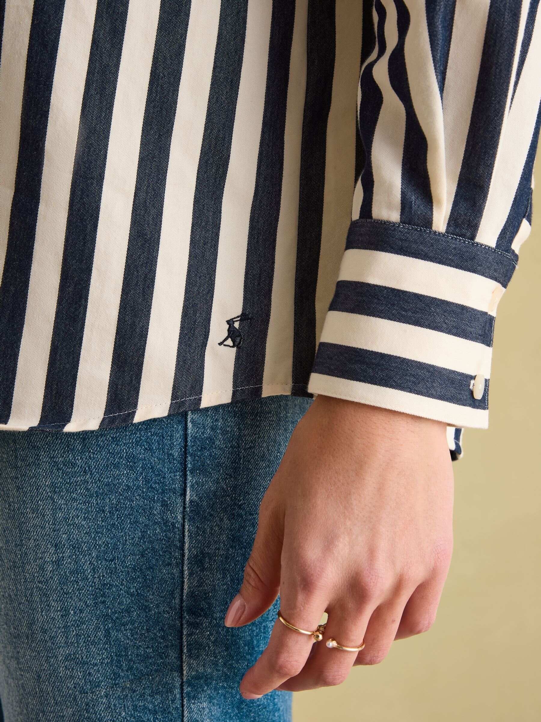 Amilla Navy & Cream Stripe Shirt
