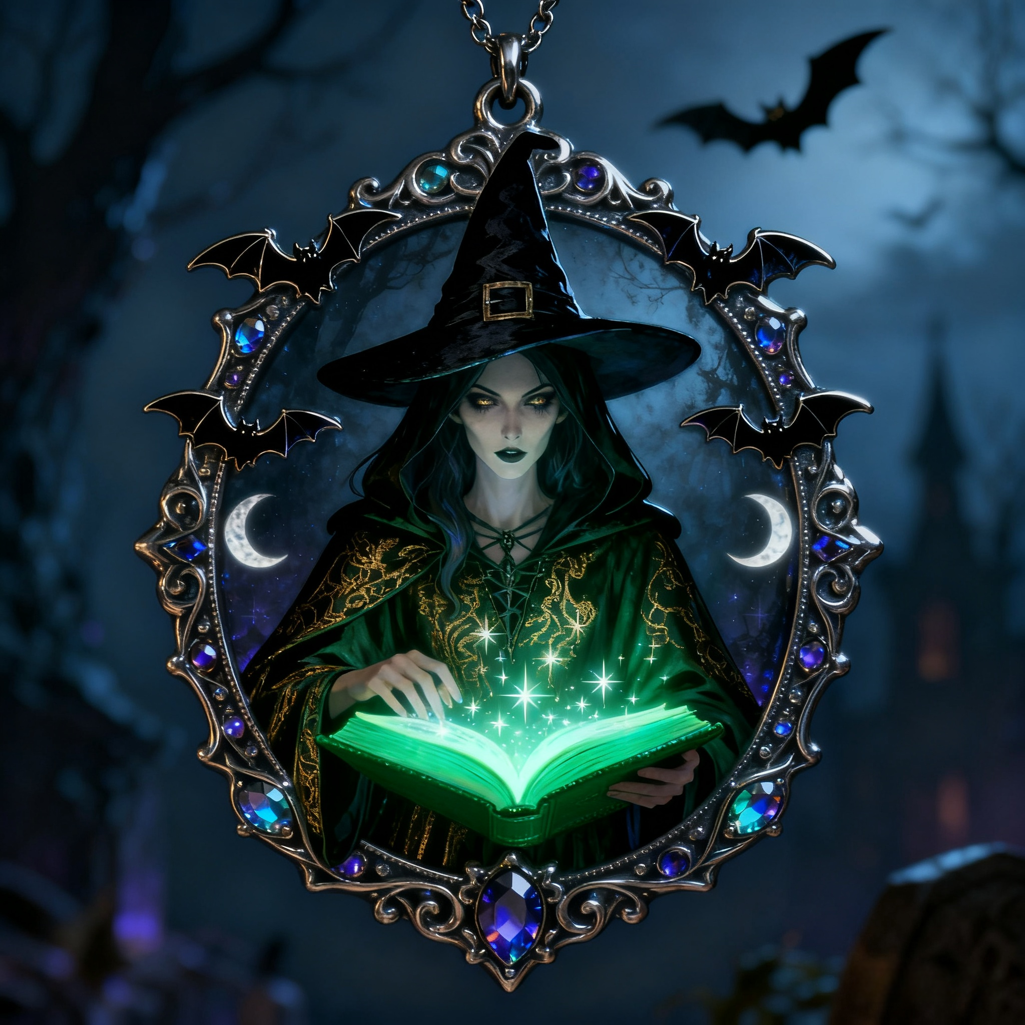 Mysterious Enchanting Witch Pendant Ornament