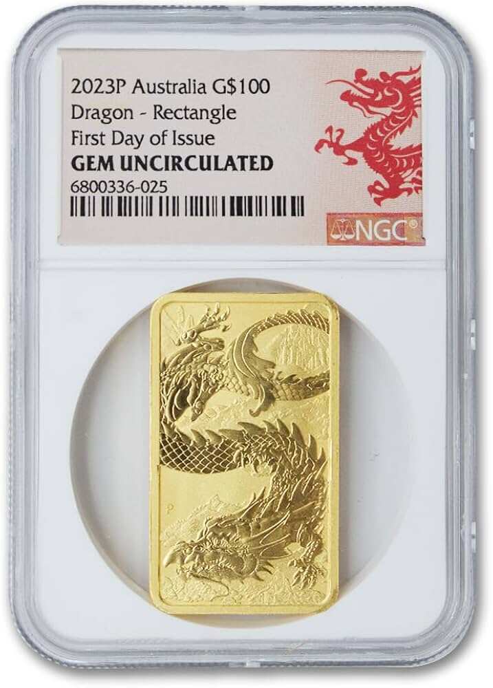 1 oz Australian Dragon Rectangular Gold Coin