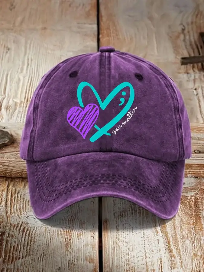 You Matter Suicide Prevention Awareness Print Casual Baseball Cap
