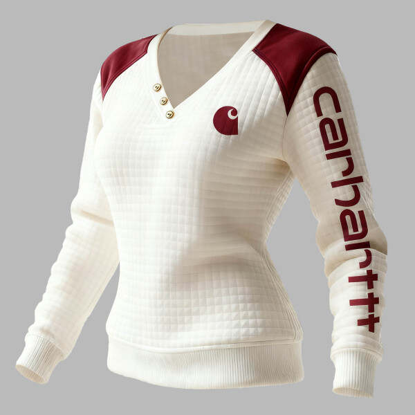 Fashion Quilted Henley Sweatshirt