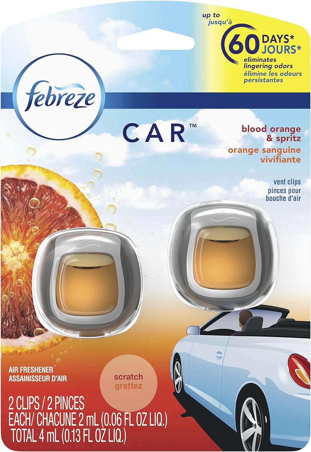 Febreze Car Air Fresheners, New Car Scent, Odor Eliminator for Strong Odors Car Vent Clips (2 Count)