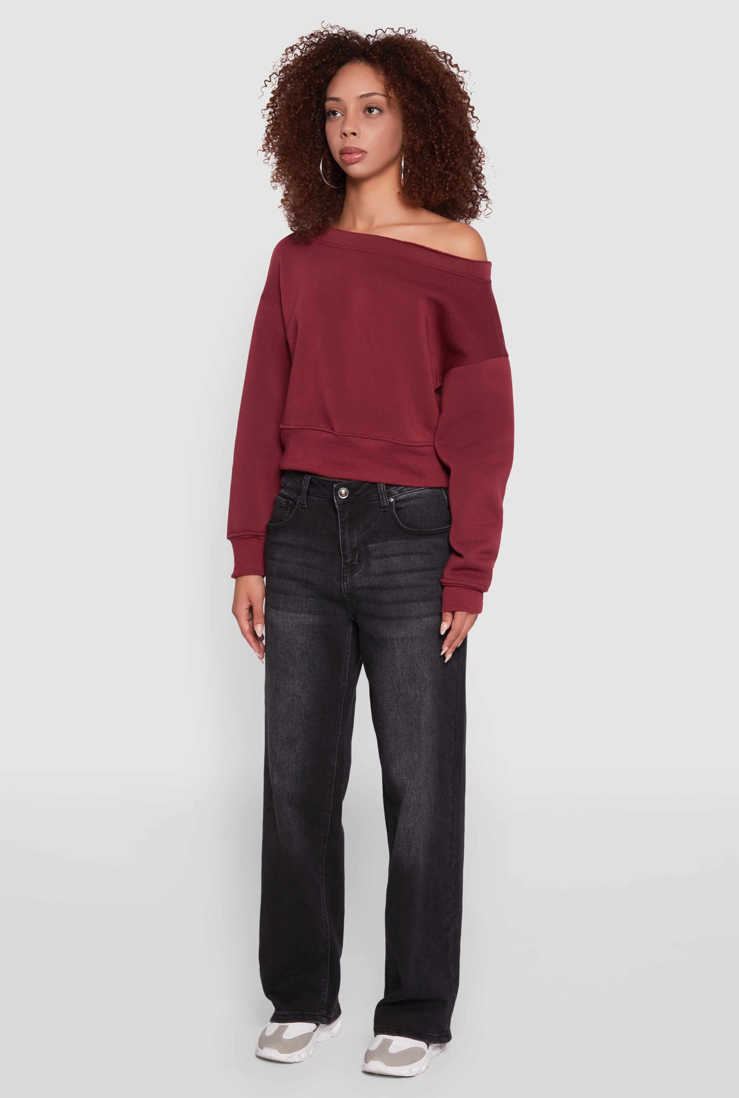 Long Sleeve Fleece Lined Crop Sweatshirt