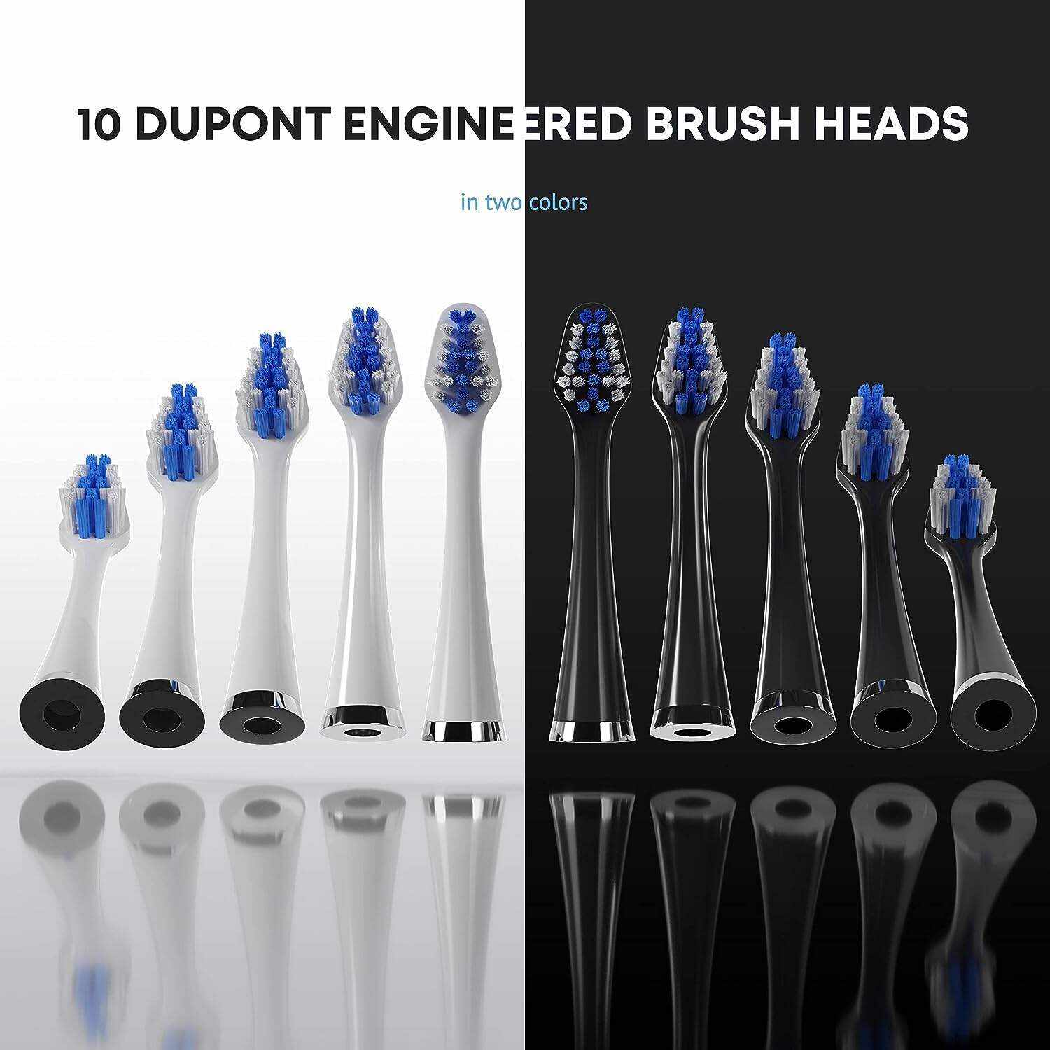 Aquasonic Duo - Dual Handle Ultra Whitening 40,000 VPM Wireless Charging Electric ToothBrushes - 3 Modes with Smart Timers - 10 Dupont Brush Heads & 2 Travel Cases Included