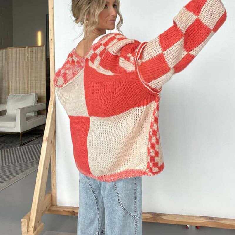 💖 Women's Checkered Open Front Cardigan