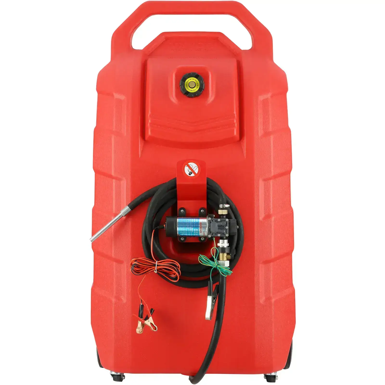 Fuel Caddy,, 32 Gallon, Portable Fuel Storage Tank On-Wheels, with 12V DC Transfer Pump, Gasoline Diesel Fuel Container with 8.2 ft Hose, Flow Rate 7L/min, for Trucks, Boats, Lawn Mowers