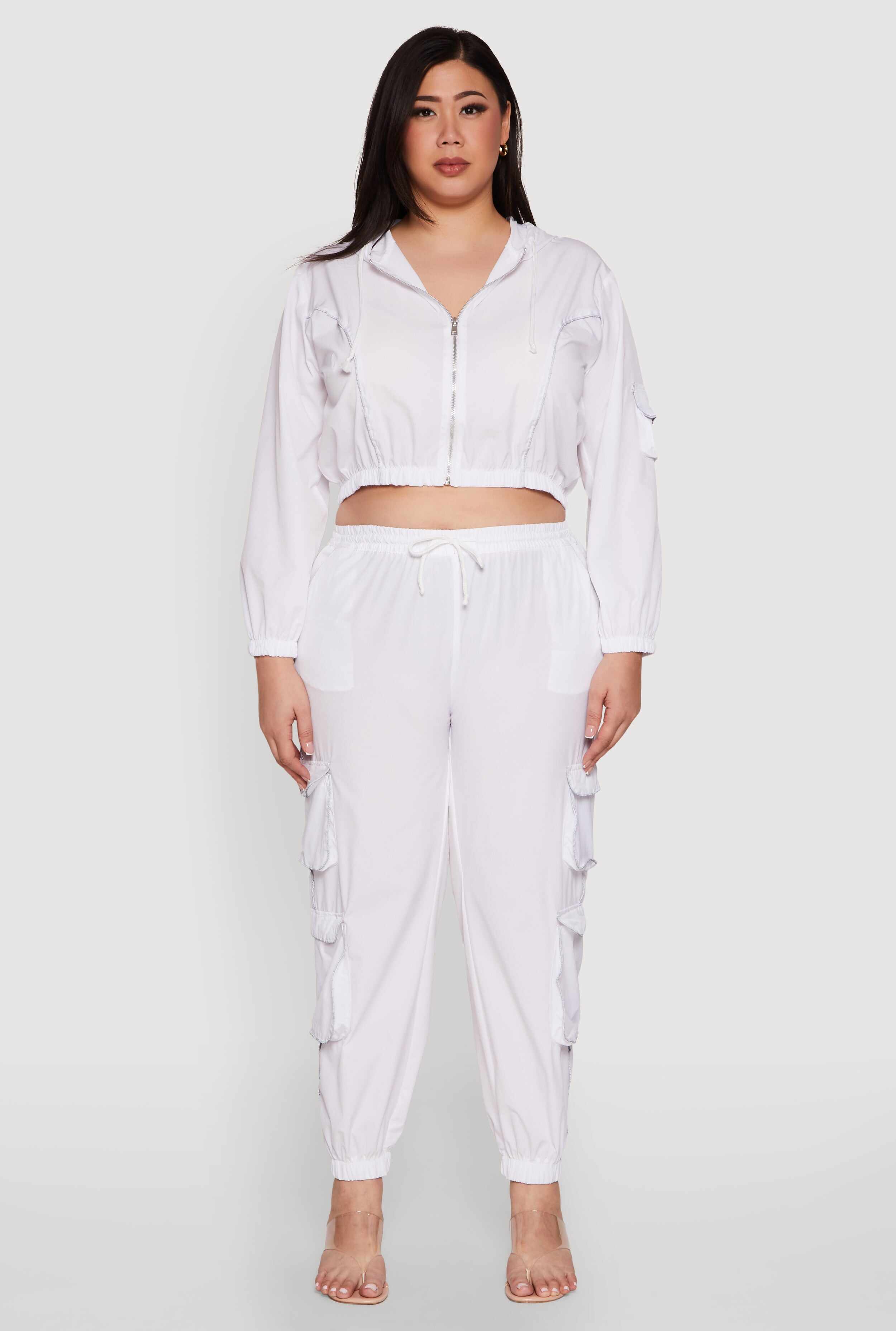 Plus Size Drawstring Cargo Pocket Joggers