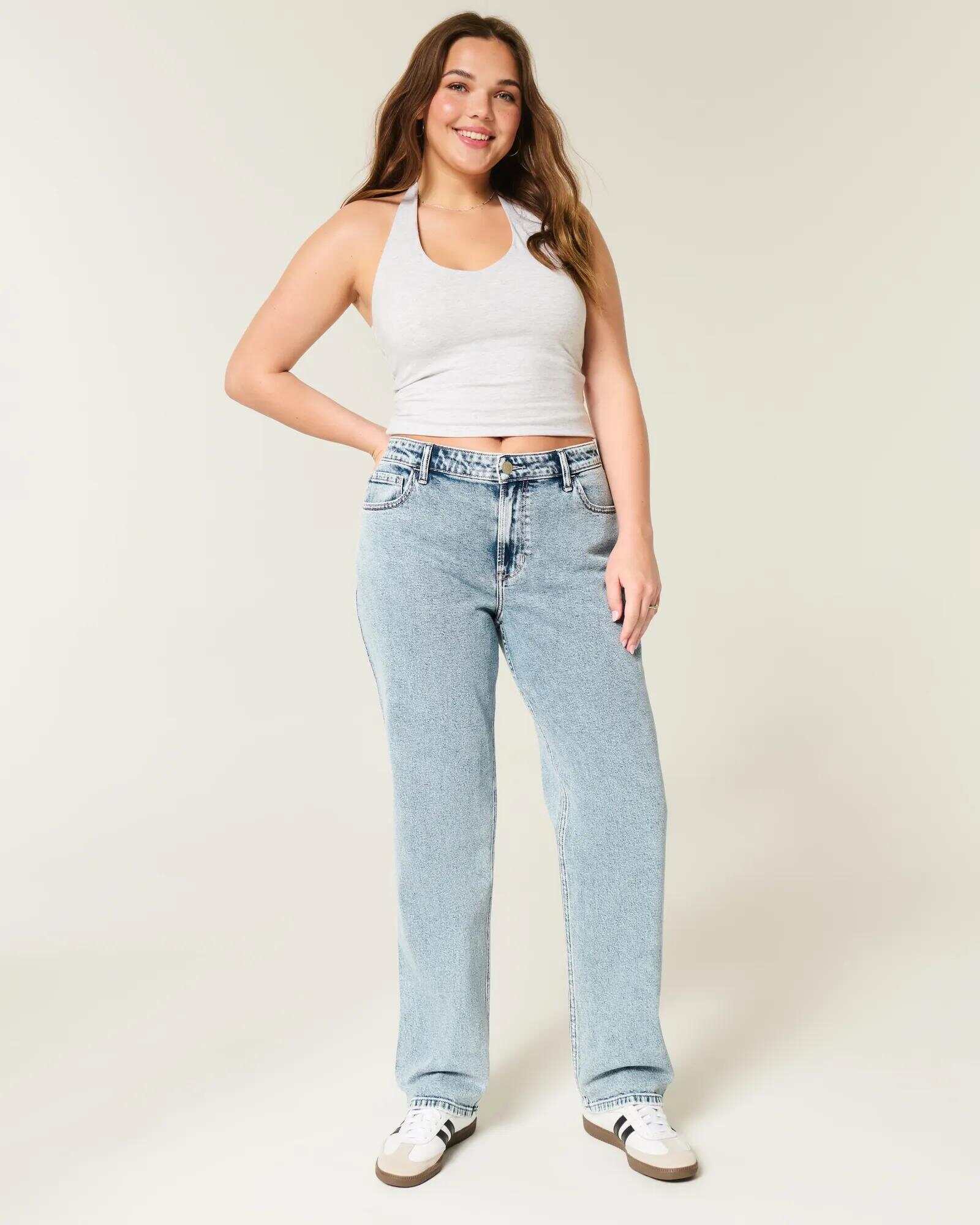 High-Rise Washed Black Straight Jeans