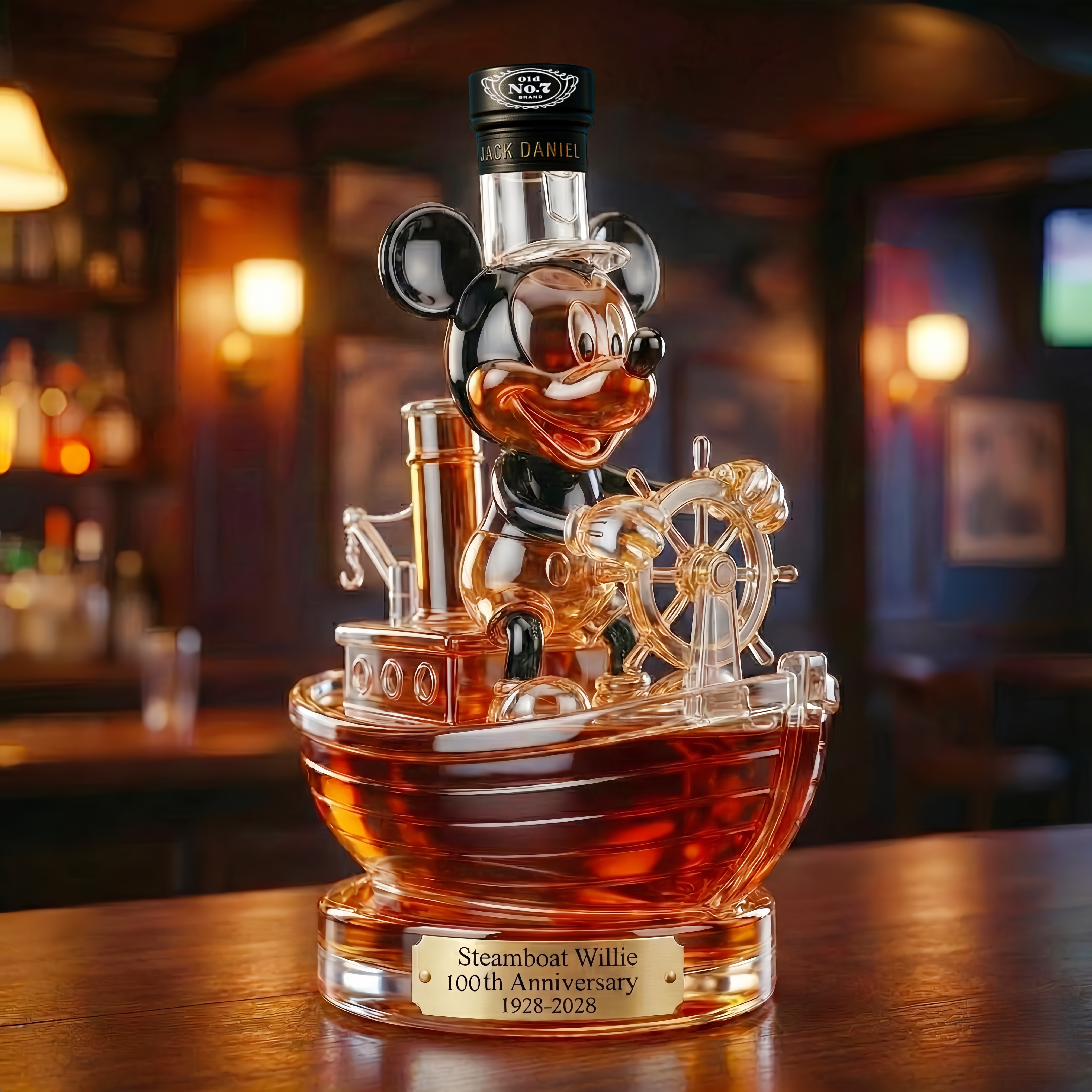 Steamboat Willie 100th Anniversary Commemorative Whiskey Bottle