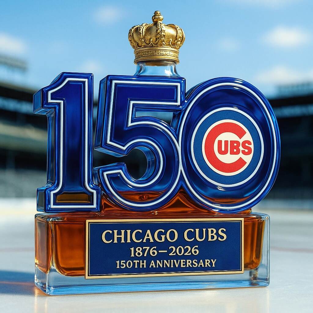 Chicago Cubs 150th Anniversary Whiskey Bottle