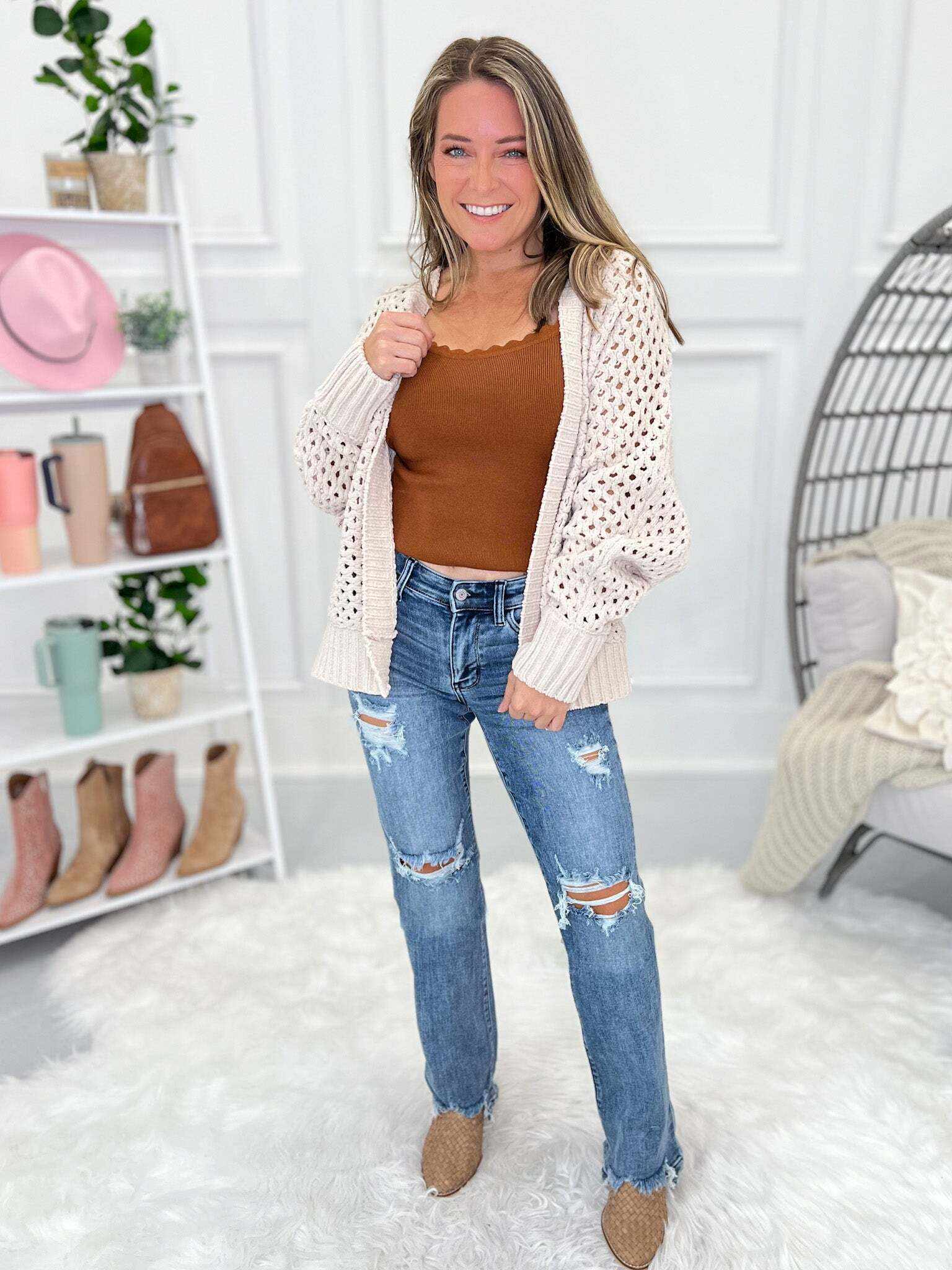 Commit To It - Christmas Destroyed Straight Leg Jeans- Final Sale