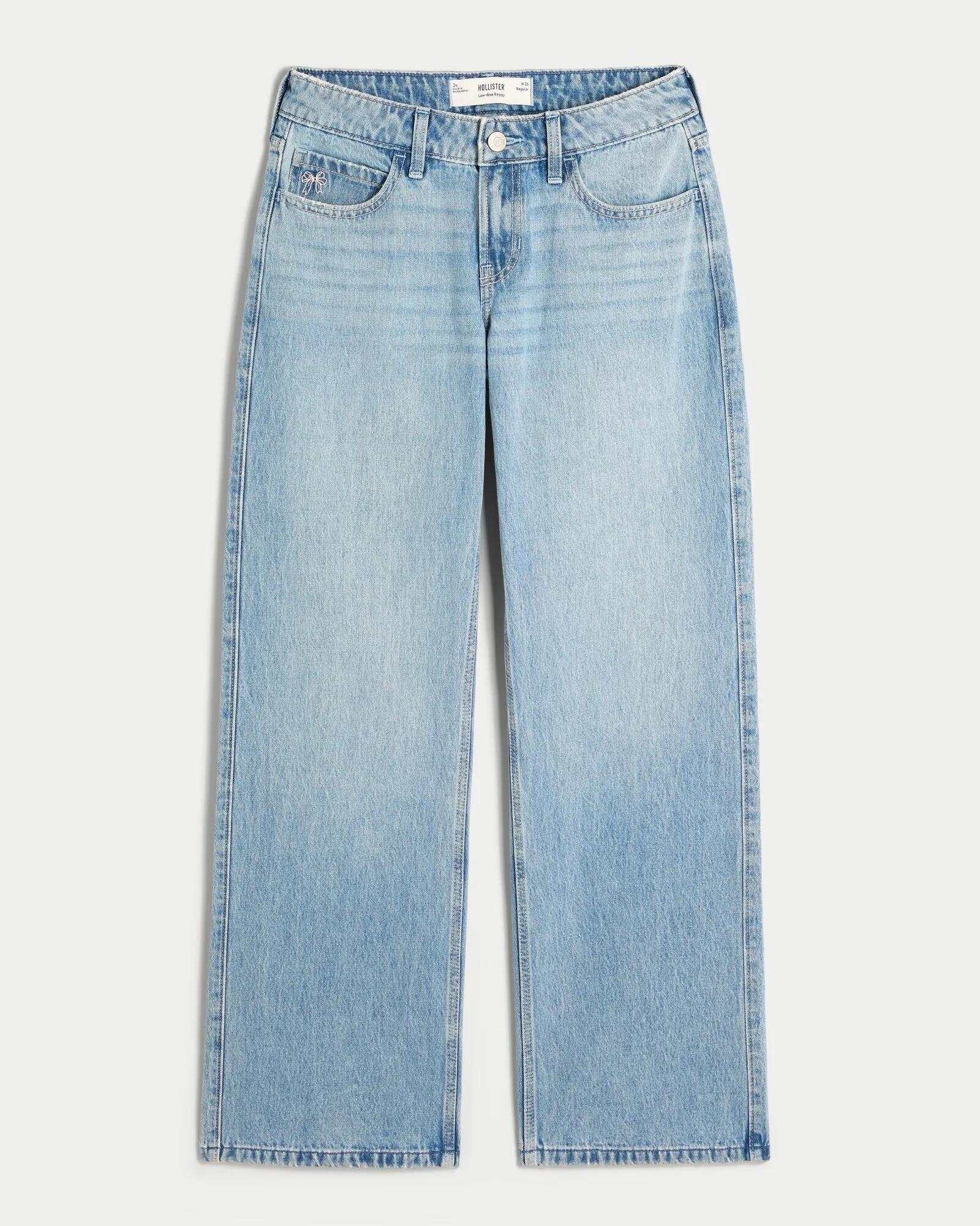 Low-Rise Dark Wash Baggy Jeans