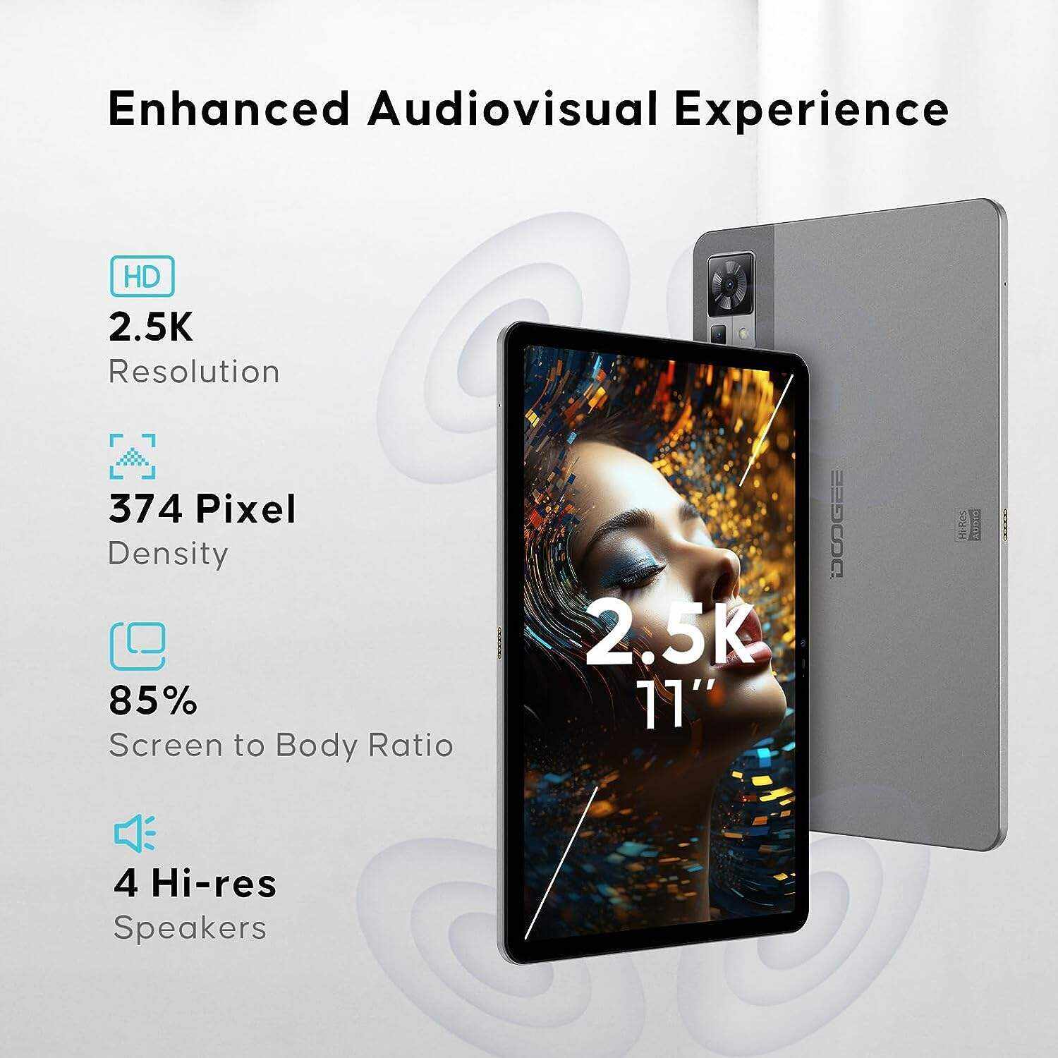 DOOGEE T30 PRO Tablet,11'' 2.5K Android 13 Tablets, 15GB+256GB Octa-Core Gaming Tablet, 8580mAh, Hi-Res Quad Speakers, 20MP Camera, Helio G99, TÜV Low Bluelight, Split Screen - Bluetooth & Wi-Fi
