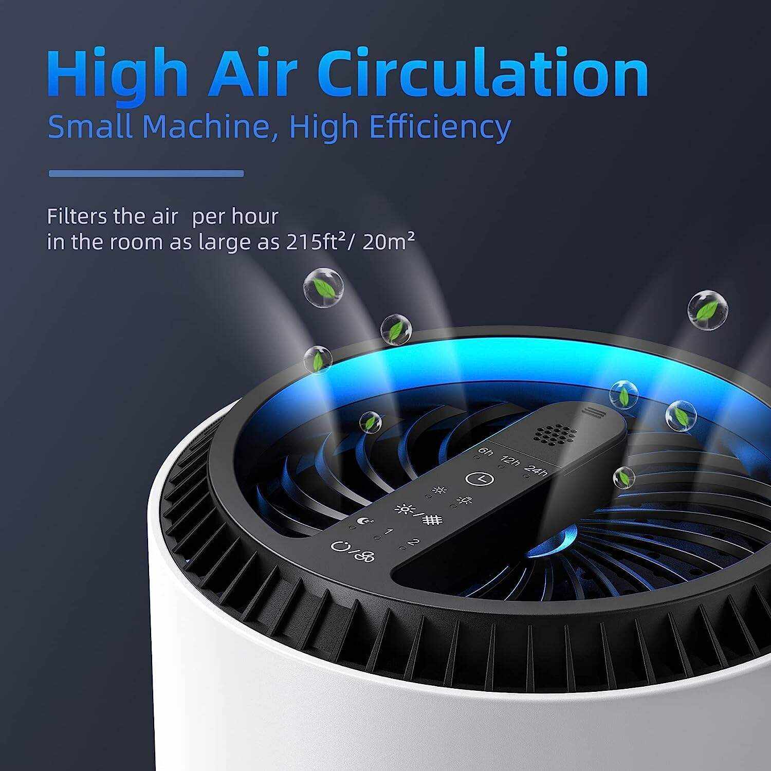 Air Purifiers for Home, HEPA Air Purifiers Air Cleaner For Smoke Pollen Dander Hair Smell Portable Air Purifier with Sleep Mode Speed Control For Bedroom Office Living Room, MK01- White