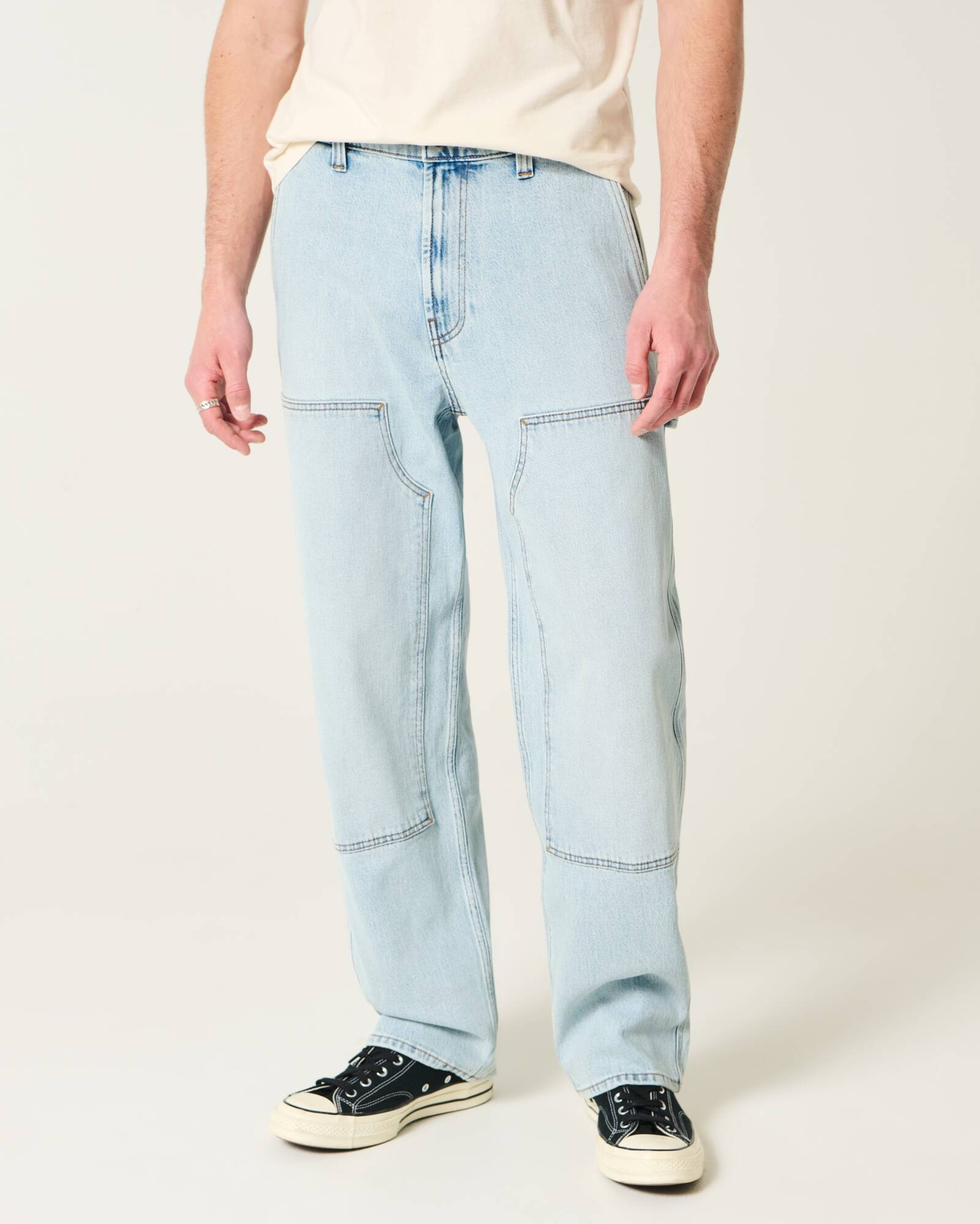 Railroad Stripe Baggy Painter Jeans