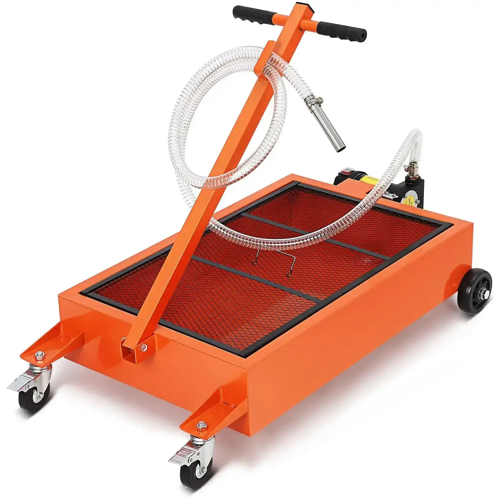 Oil Drain Pan-20/15 Gallon Low Profile  with Pump (Electric/Manual Options),Heavy Duty Portable Waste Fluid Drain Tub with 8ft Hose & Folding Handle for Trucks, SUVs, Cars