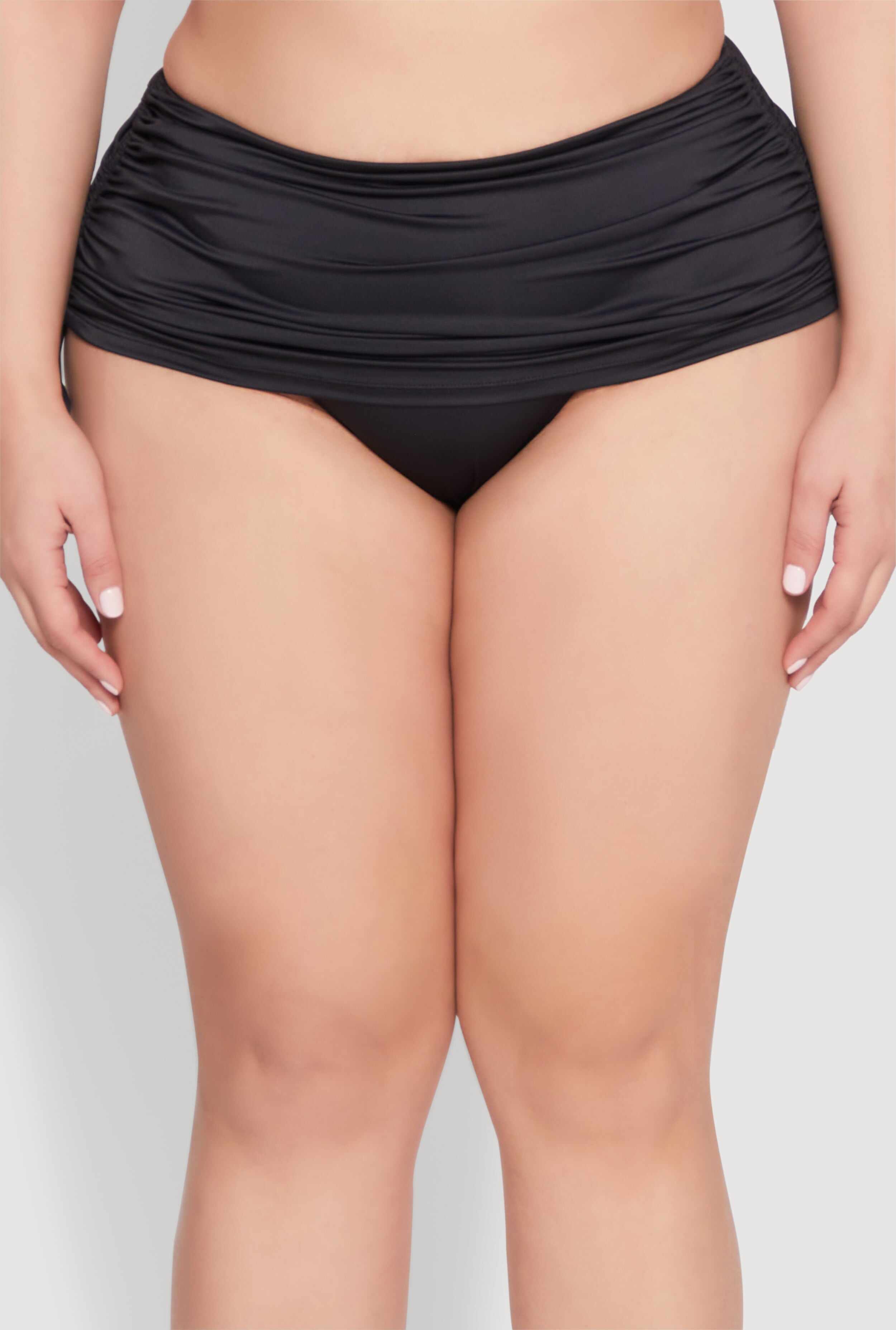 Plus Size Drawstring Ruched Swim Skirt