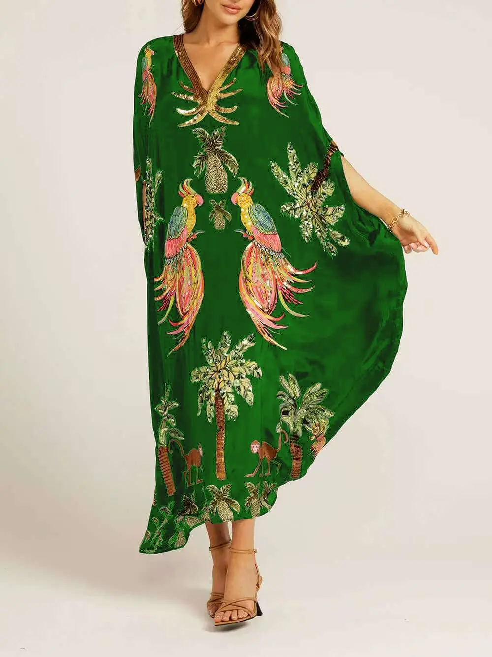 V-neck Printed Loose Fashion Dress