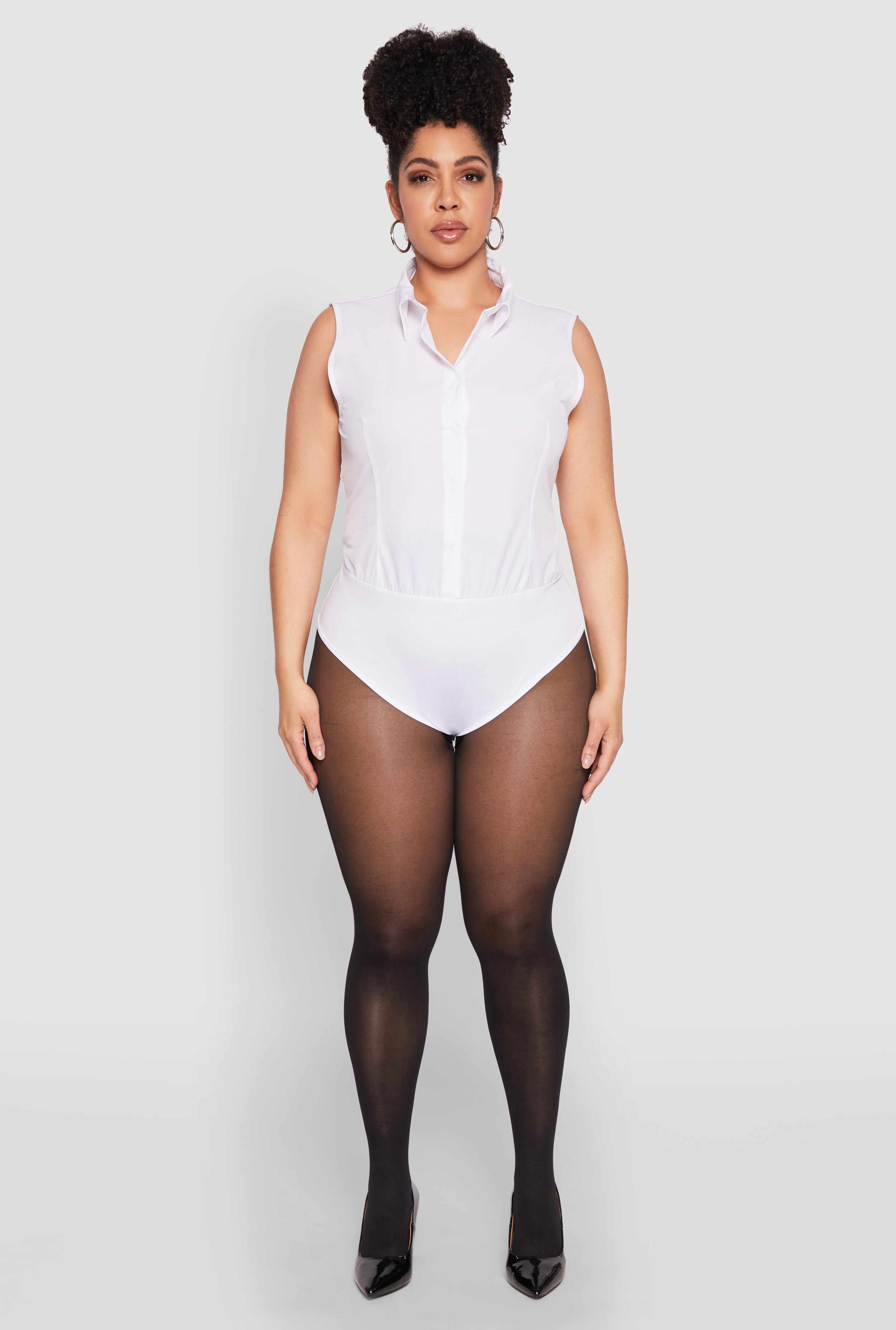 Plus Size Daisy Sleeveless Button Front Bodysuit