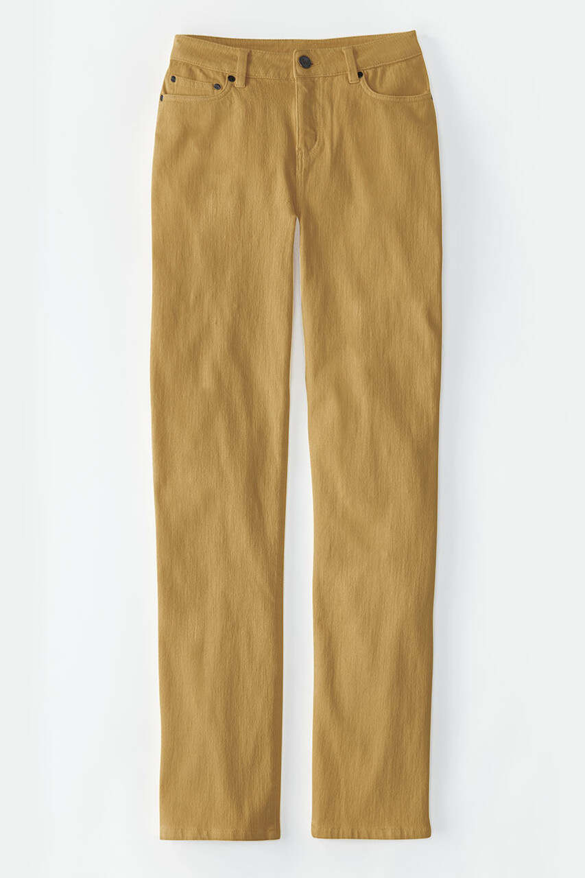 Knit Denim High Rise Straight-Leg Jeans