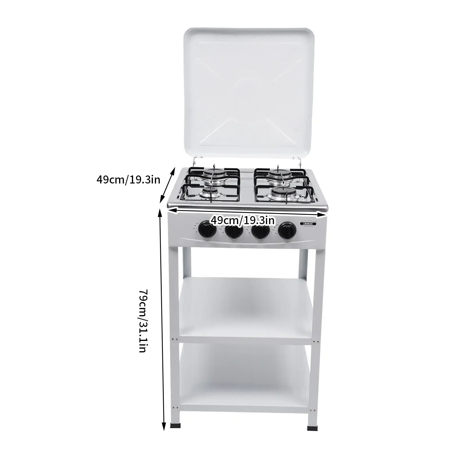4 Burner Freestanding Gas Stove NG LPG Outdoor Camping Portable Cooktop with 4 Knobs Manual Ignition for RV Travel Emergency Preparedness Family Use