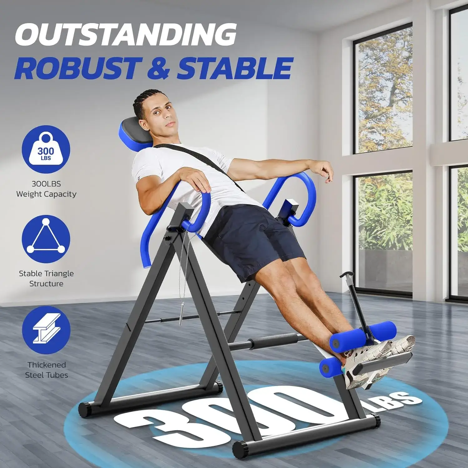 Heavy Duty Gravity Inversion Table | Adjustable Safety Belt & Headrest for Back Pain Relief Home Therapy