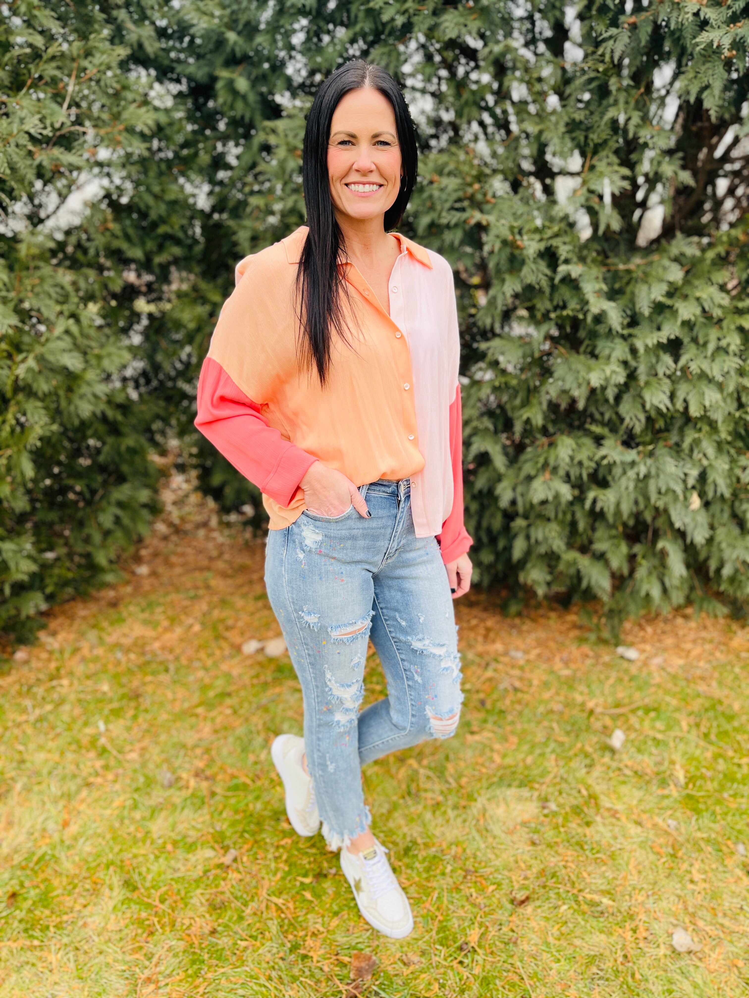 Plus/Reg Color Me Happy Boyfriend Jeans