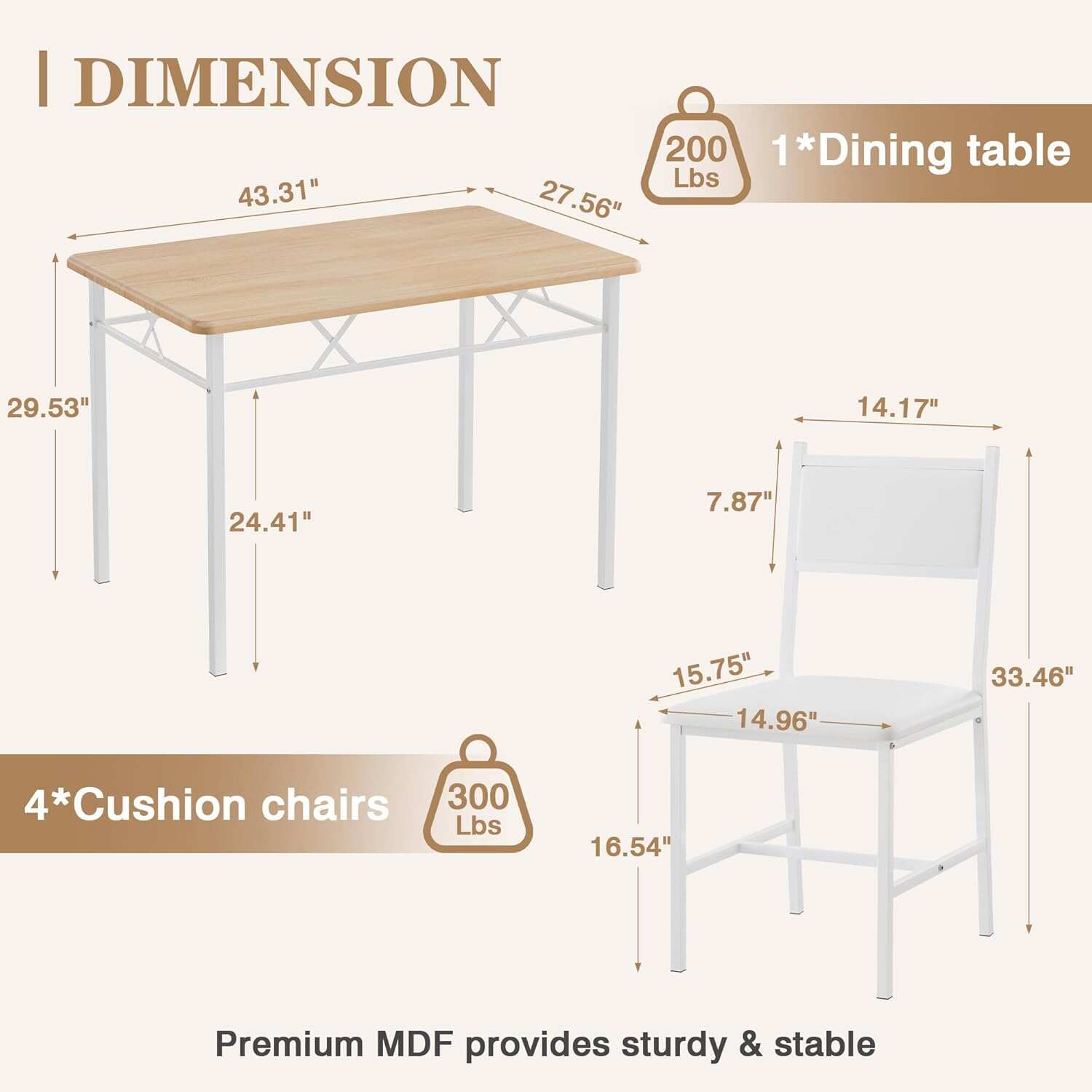 Dining Table Set for 4 with Chairs