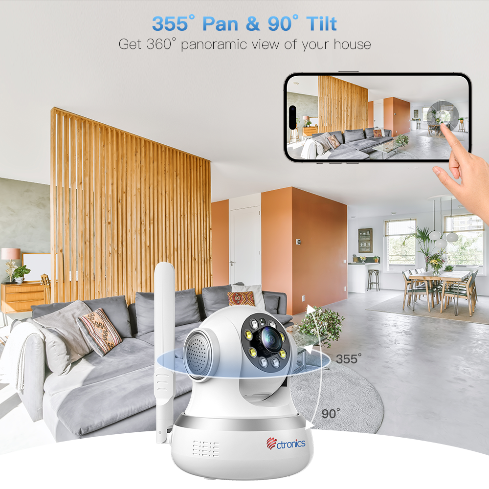 【2nd item $19.99】Ctronics 4G LTE Indoor Surveillance Camera with SIM Card & 360° PTZ Motion/People Auto Detection