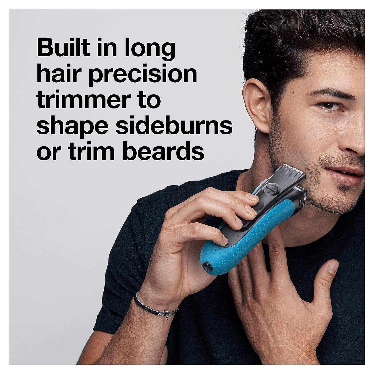 Braun Electric Series 3 Razor with Precision Trimmer, Rechargeable, Wet & Dry Foil Shaver for Men, Blue/Black, 4 Piece