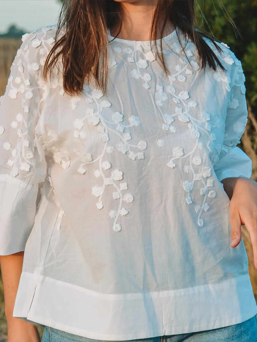 🔥Summer Arrivals🌟Three-dimensional Embroidered Cotton Top