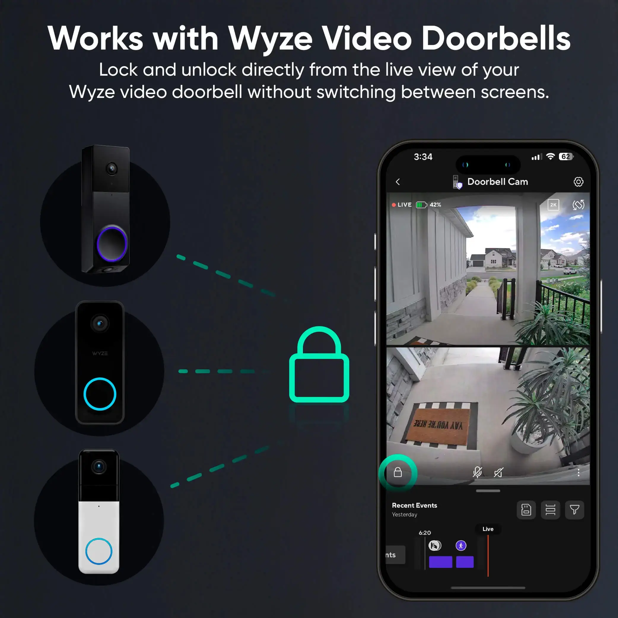 Wi-Fi Palm Recognition Smart Lock for Front Door, Keyless & Touchless Entry, Modern Design, Auto-Lock, Easy Installation, Deadbolt Replacement, IP53 Weatherproof