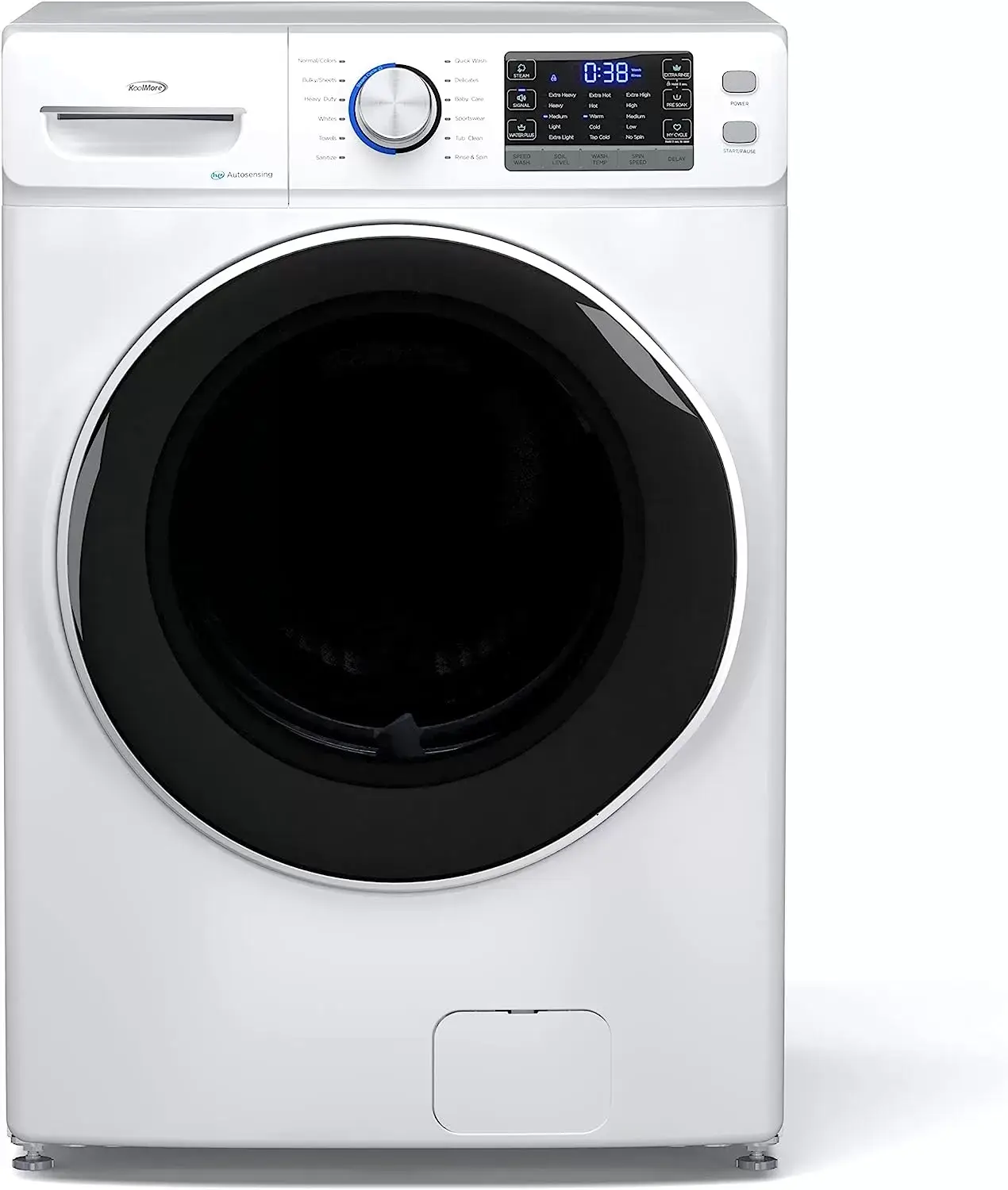 KoolMore FLW-3CWH Front Load Machine, 2.7 Cu. Ft, Space Saving Unit with 20-Minute Quick, 12 Washing Cycles, Quiet Inverter Motor [120V],