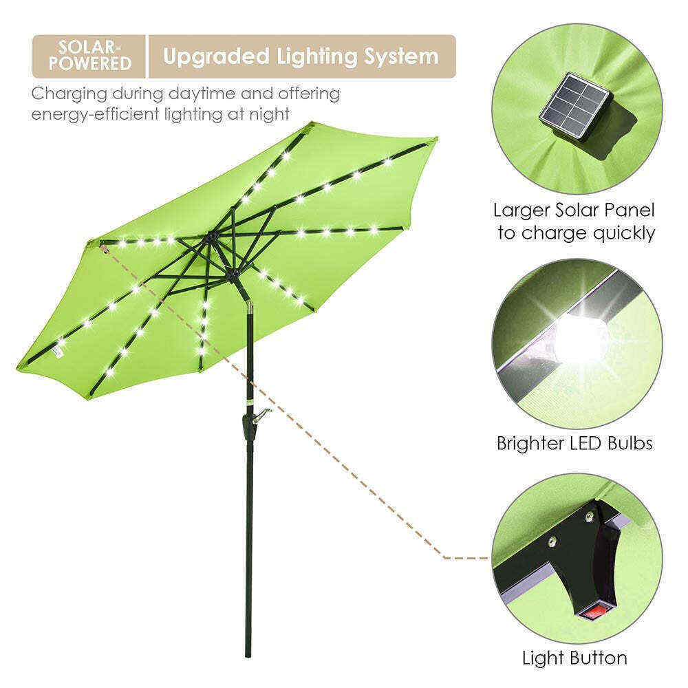 Yescom 9ft Solar LED Market Tilt Patio Umbrella