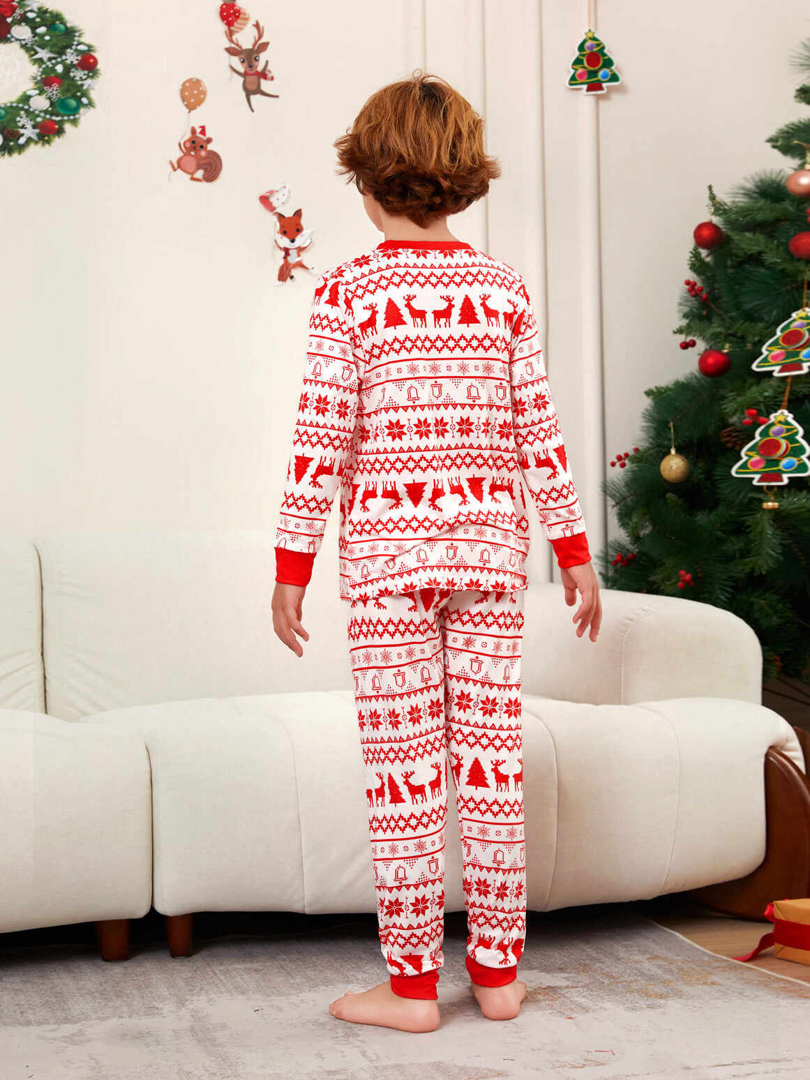Moose Cartoon Printed Family Matching Christmas Pajamas Sets