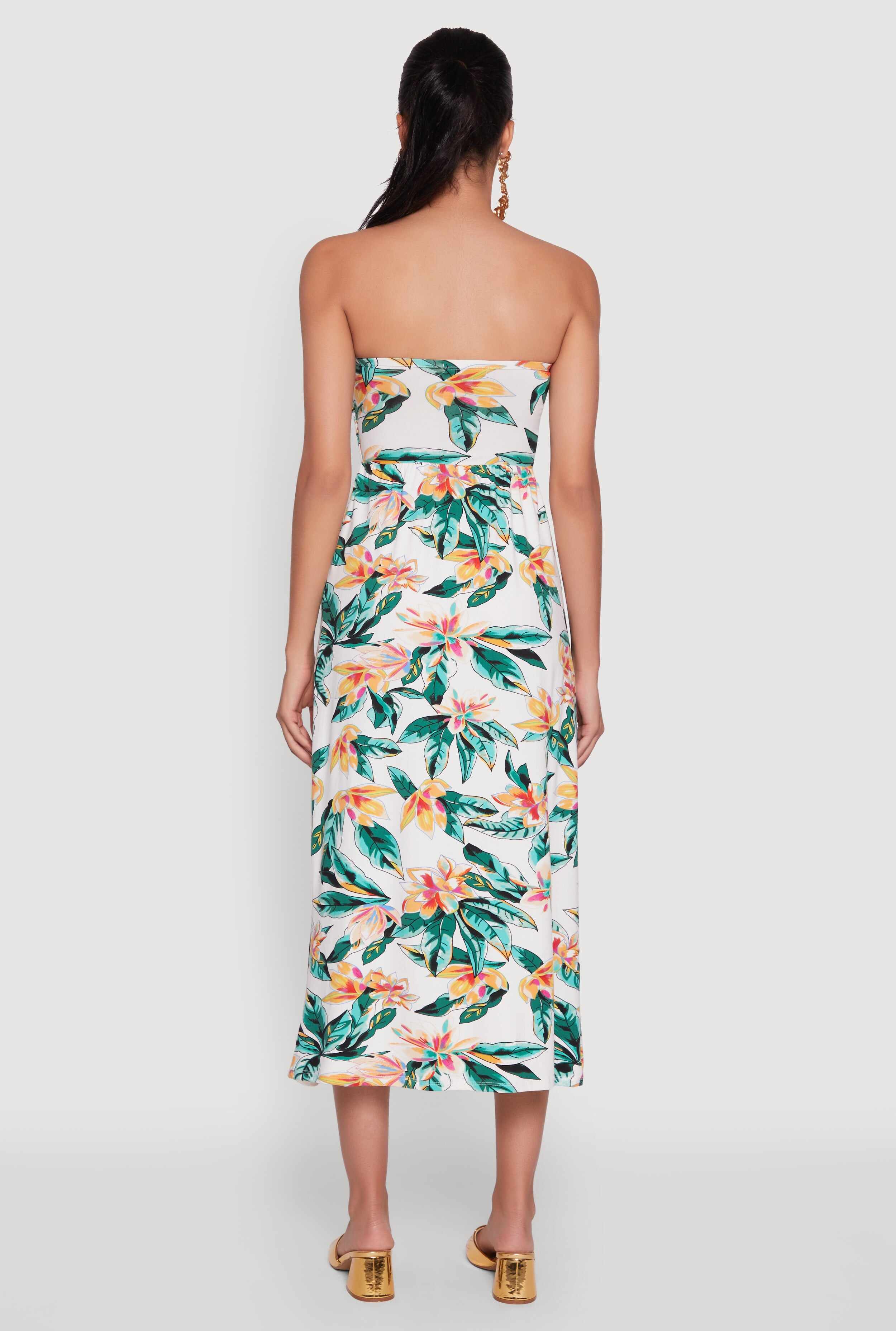 Floral Print Tube Sundress with Classic Fit