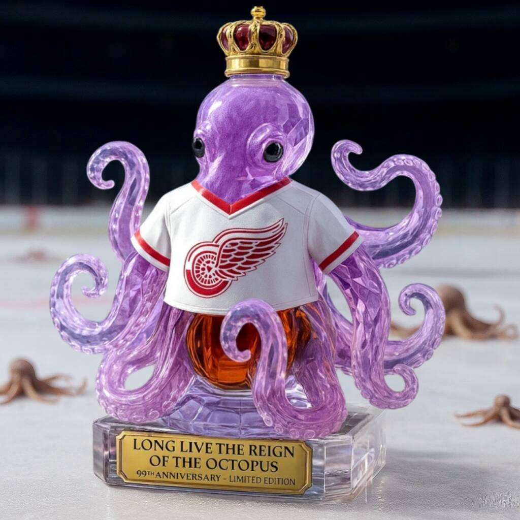 Detroit Red Wings - Reign of the Octopus Whiskey Bottle