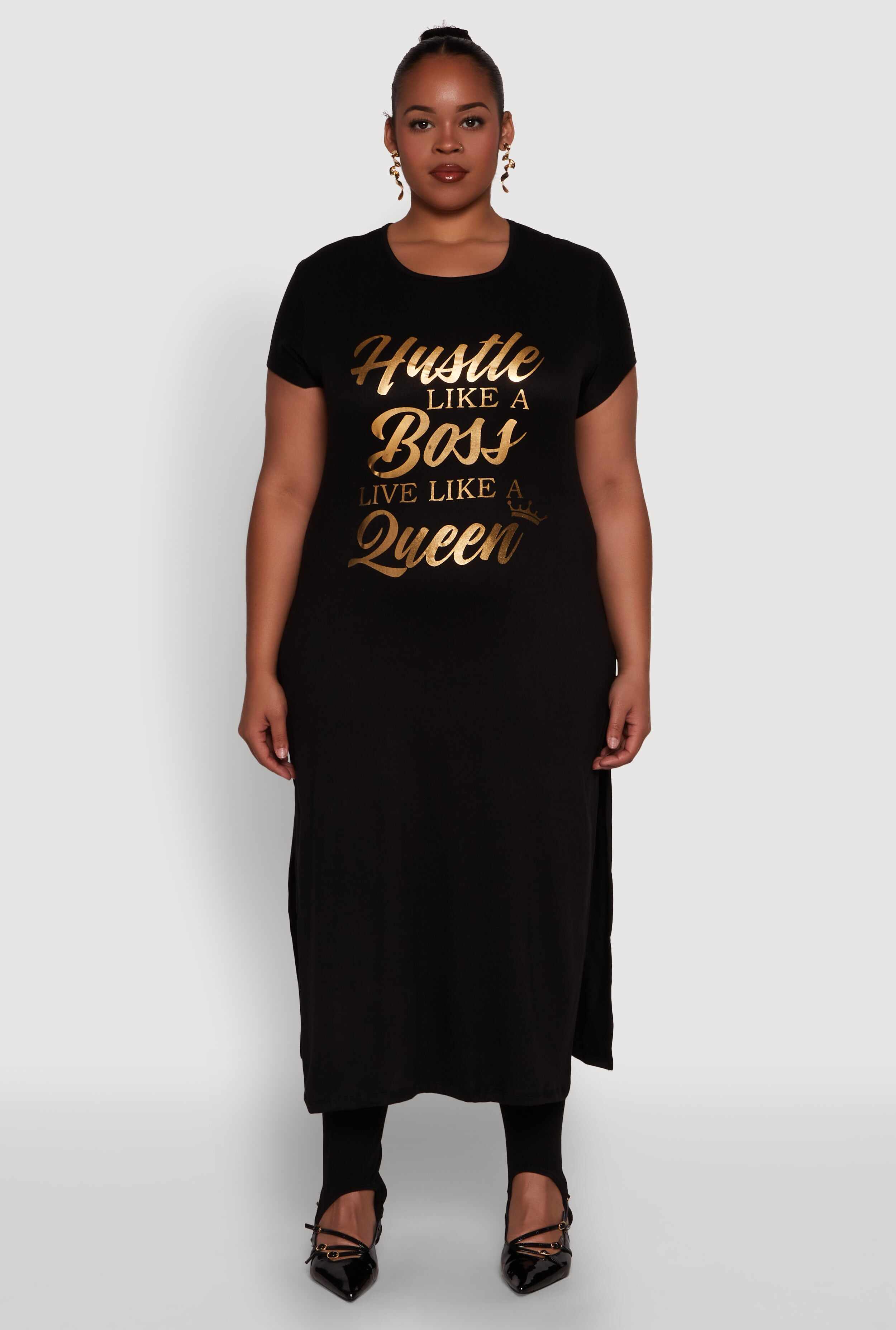 Plus Size Hustle Like A Boss Live Like A Queen Maxi Top