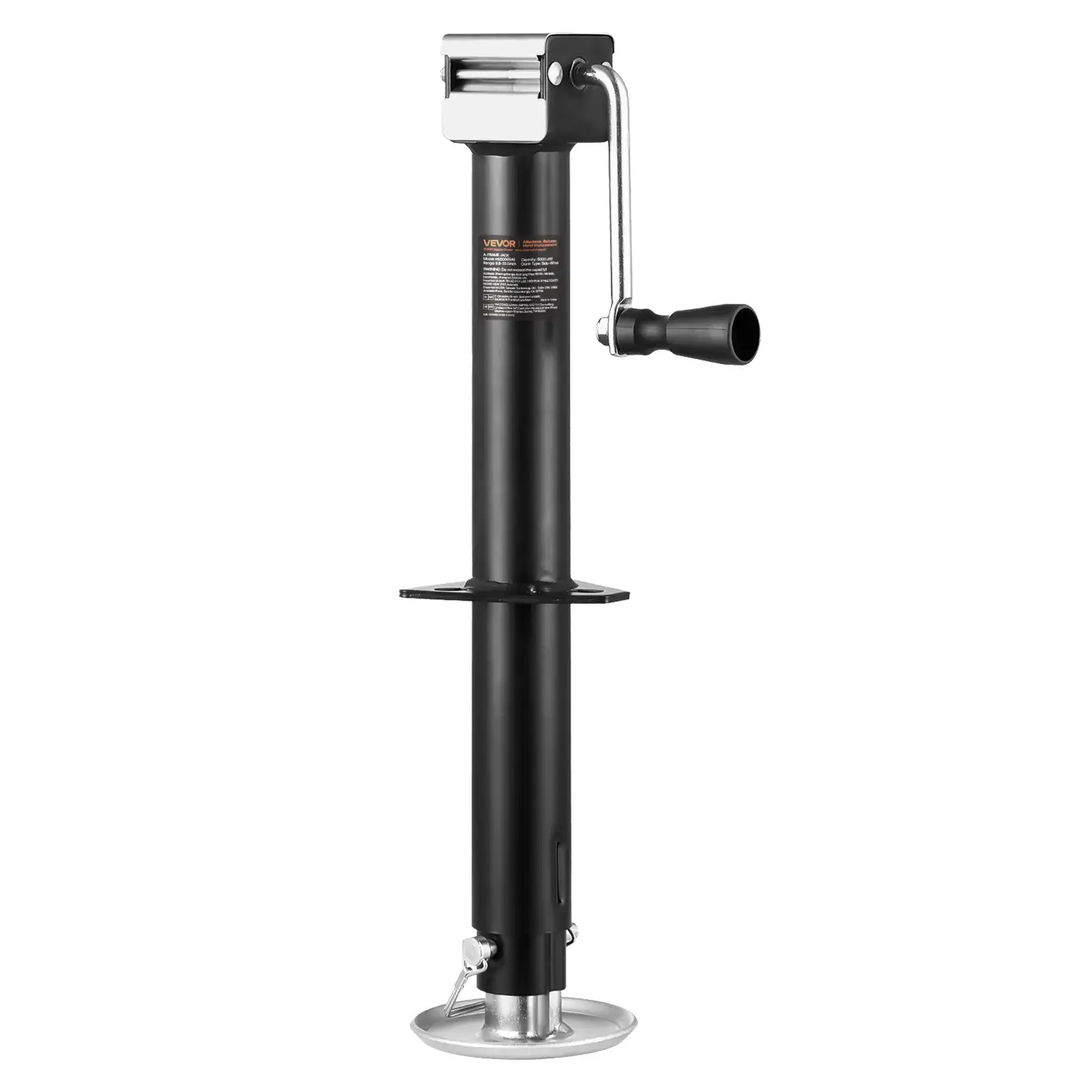 A-Frame Trailer Jack, 5000 lbs Dynamic Load Capacity, Trailer Jack Stand with Handle & Rectangular Footpad, 15-inch Vertical Travel, Suitable for RV, Horse, Utility Trailers, Yacht Trailers
